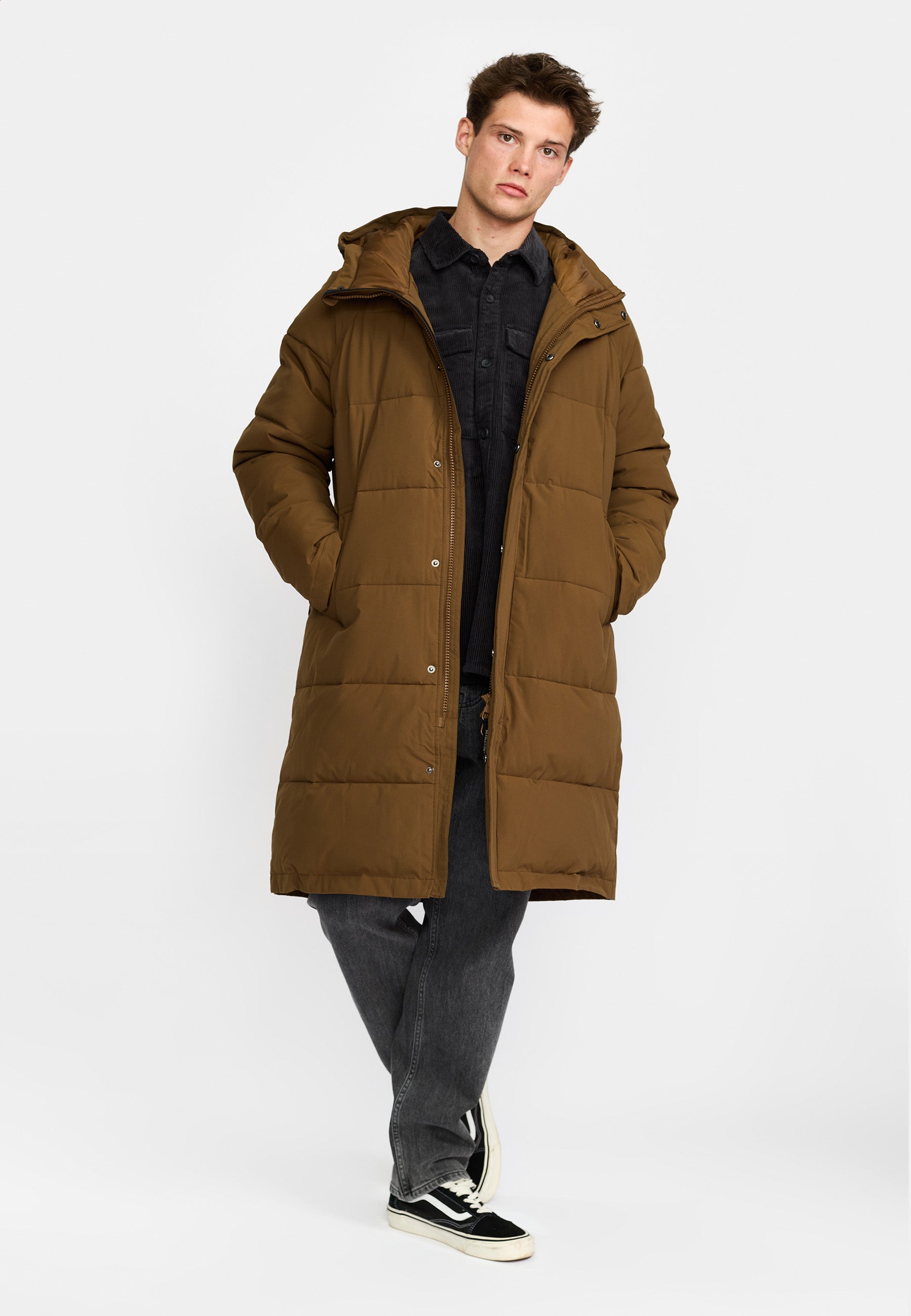 Revolution Long Puffer Jacket Winter Outerwear Brown