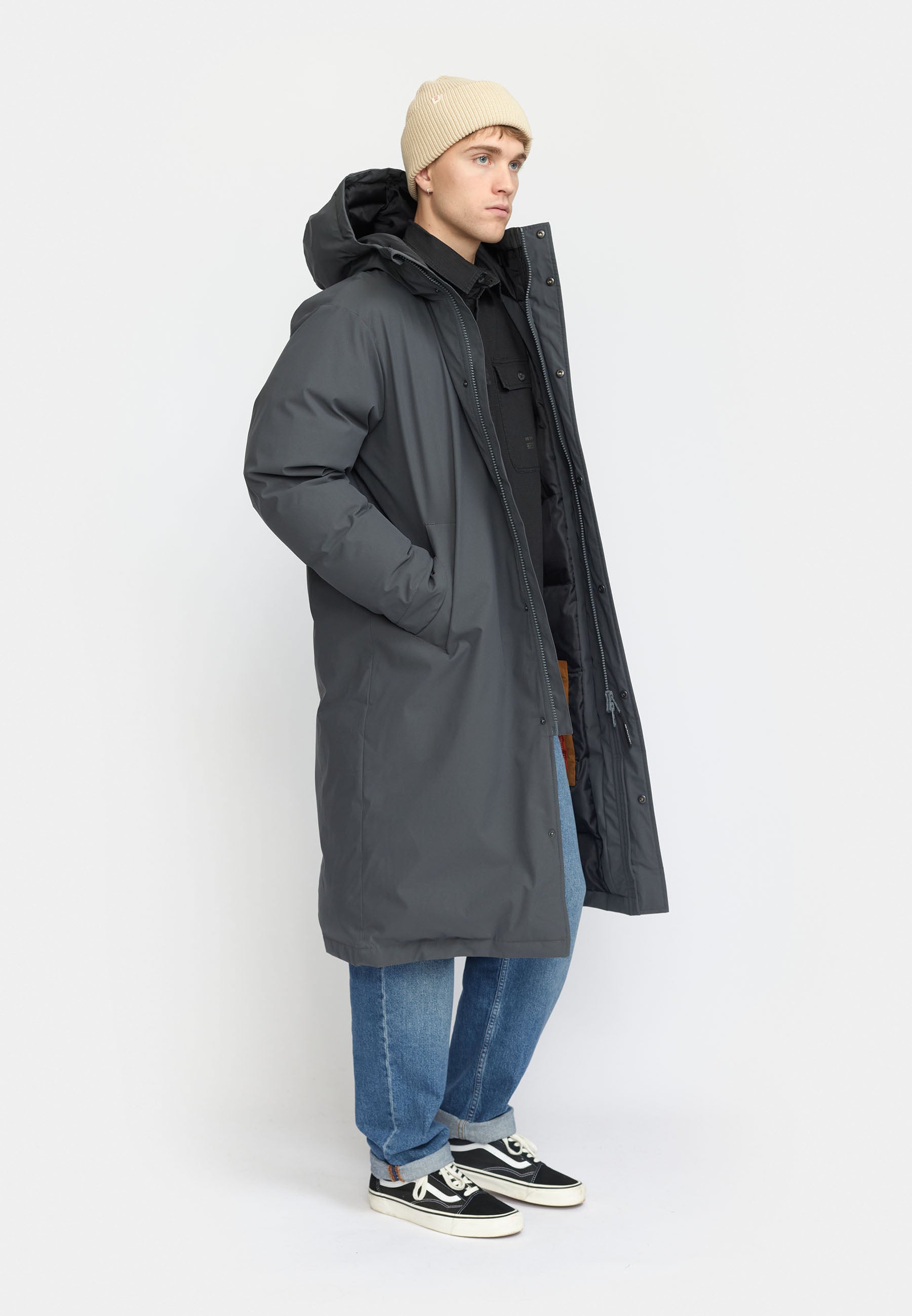 Revolution Long Puffer Jacket Winter Outerwear Darkgrey