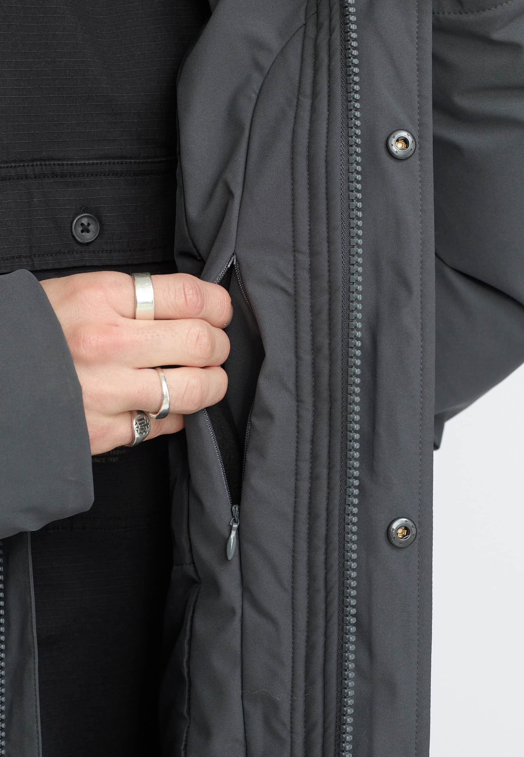 Revolution Long Puffer Jacket Winter Outerwear Darkgrey