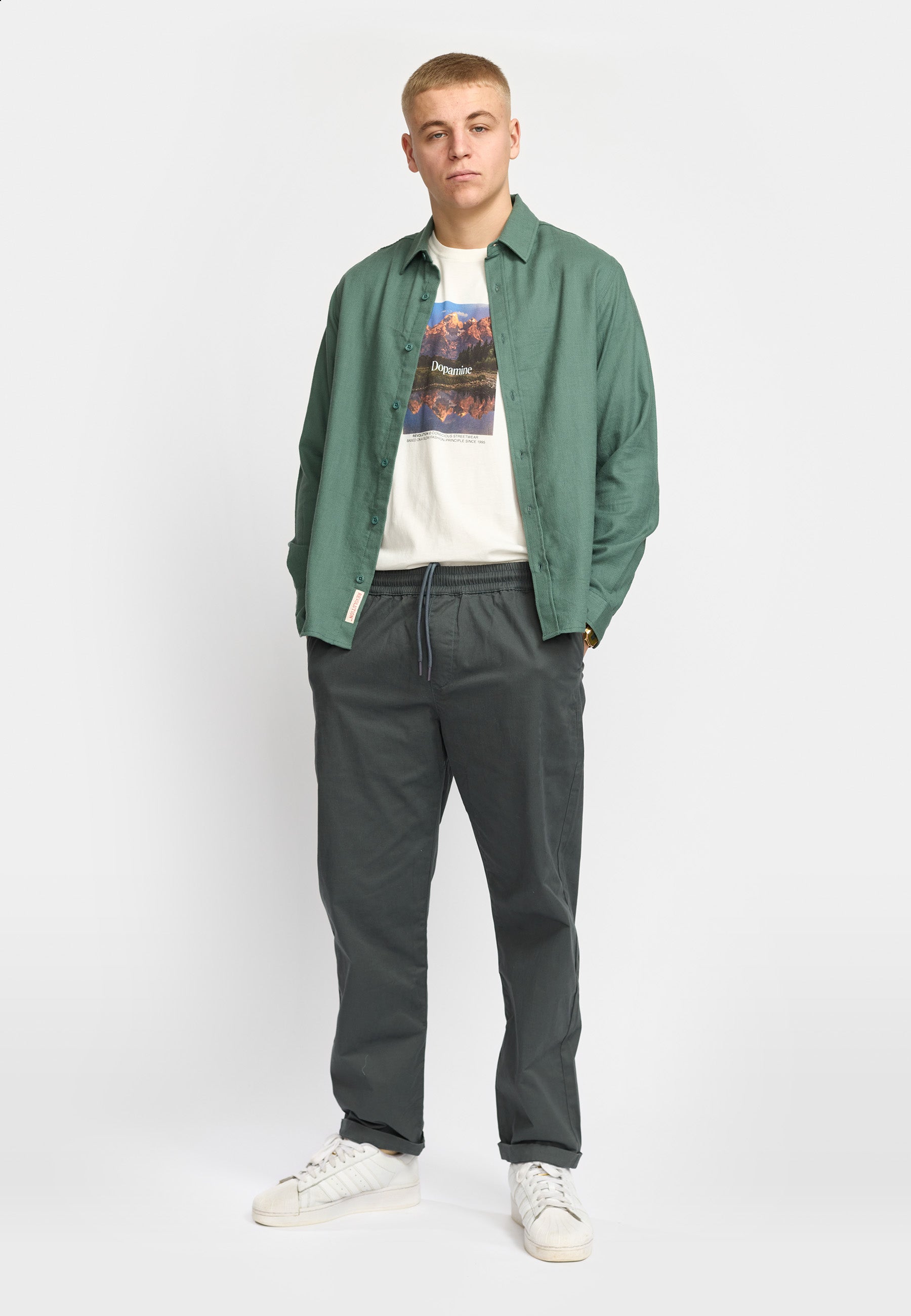 Revolution Loose Shirt Long-sleeve Shirts Dustgreen
