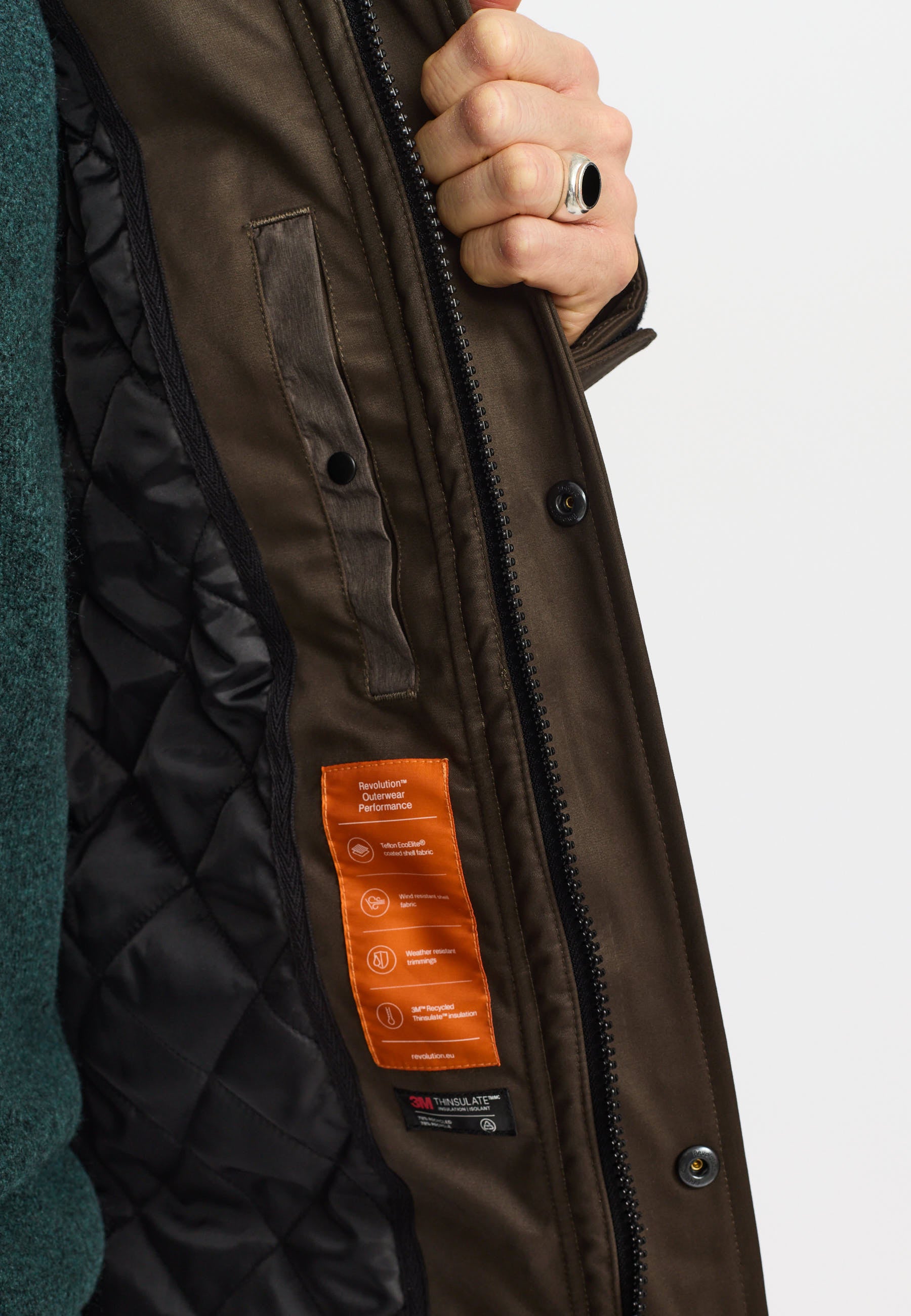 Revolution Outdoor Parka Winter Outerwear Darkbrown