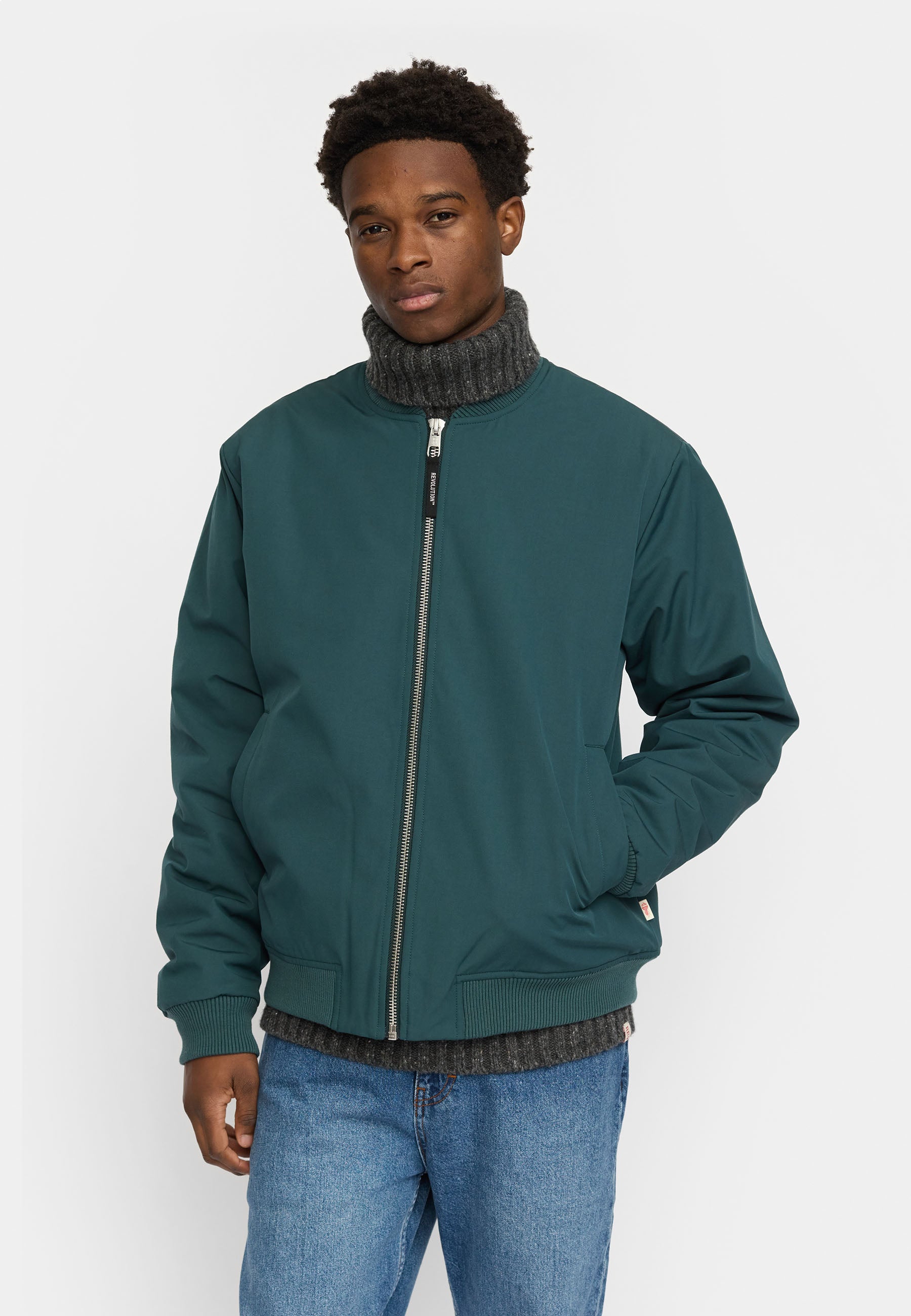 Revolution Padded Bomber Jacket Winter Outerwear Darkgreen