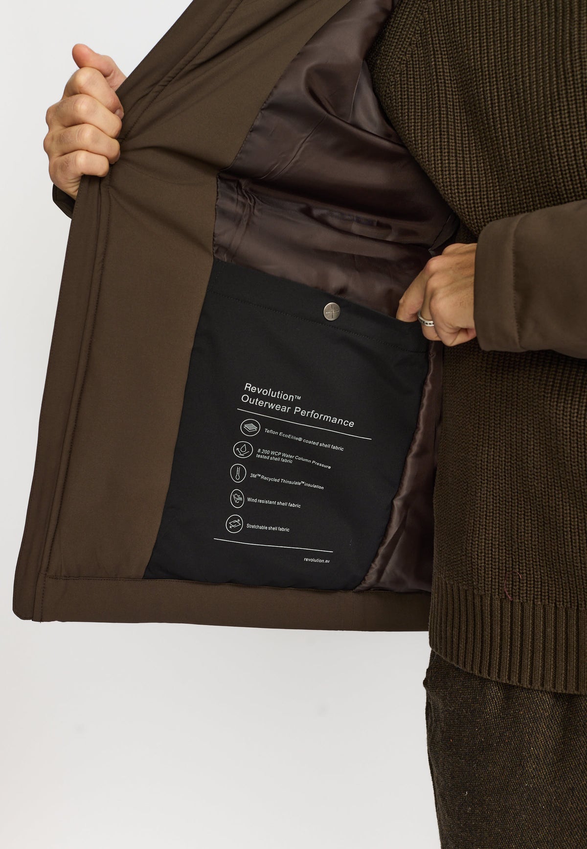 Revolution Padded City Jacket Winter Outerwear Darkbrown
