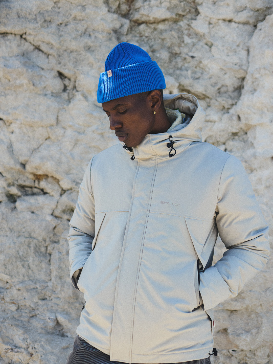 Revolution Padded Tech Jacket Winter Outerwear Beige