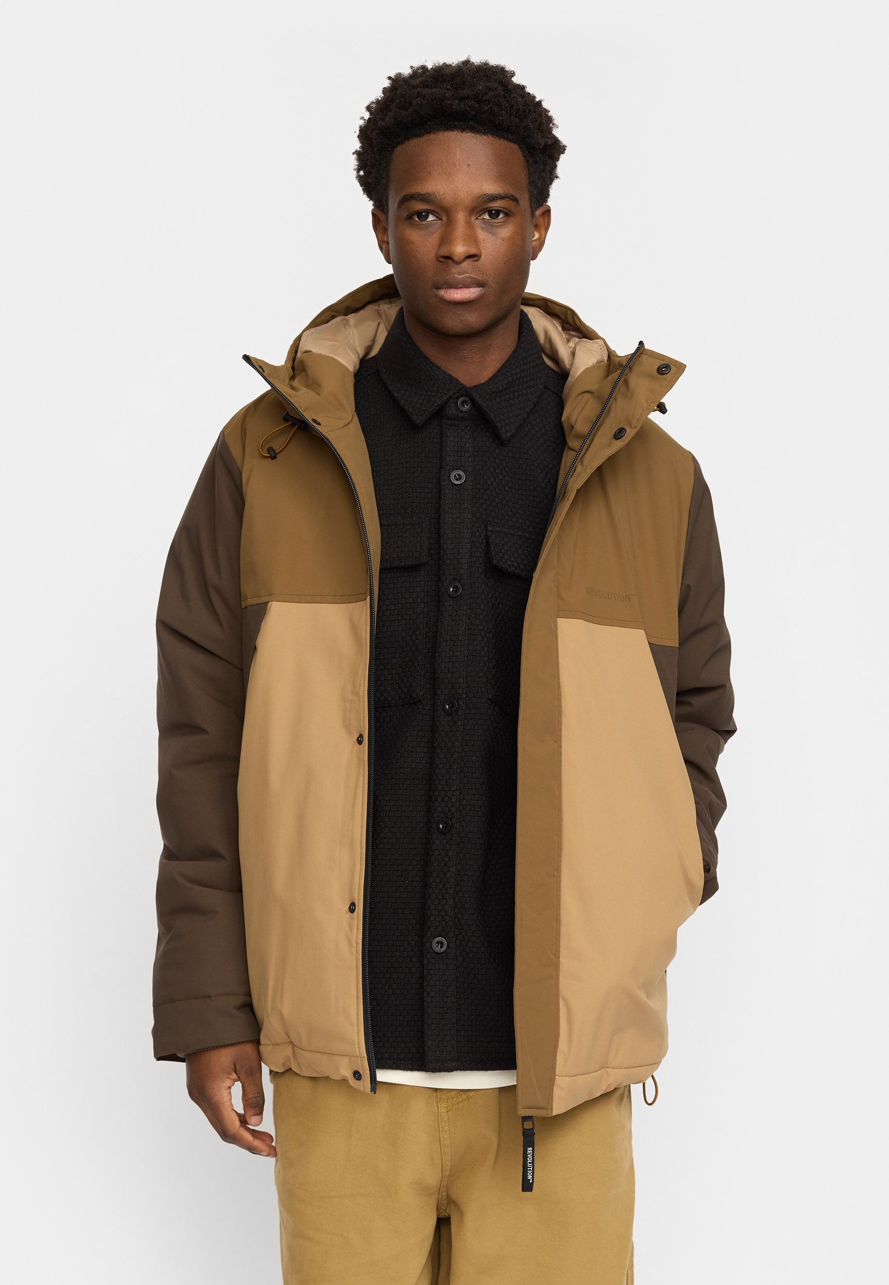 Revolution Padded Tech Jacket Winter Outerwear Brown
