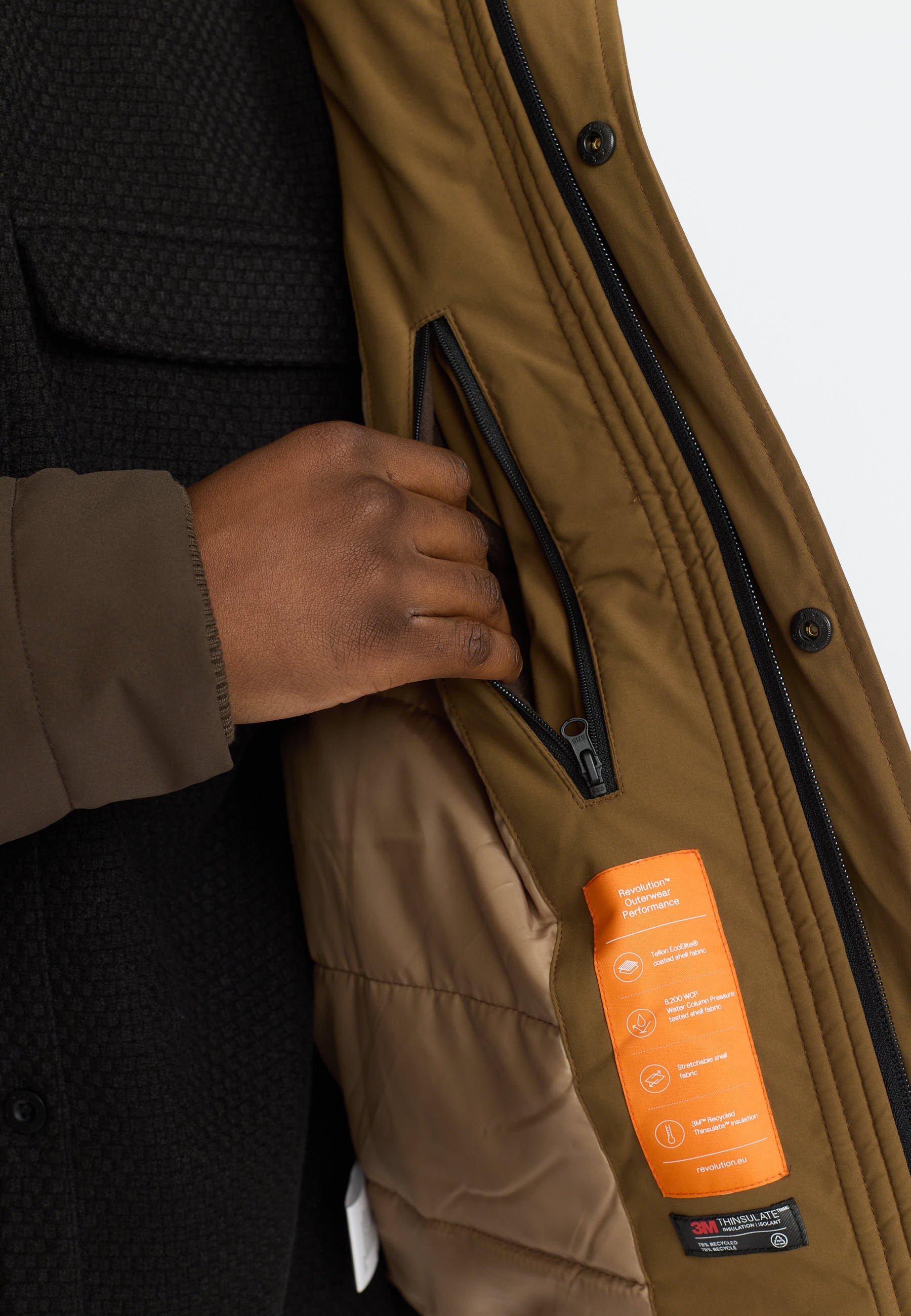 Revolution Padded Tech Jacket Winter Outerwear Brown