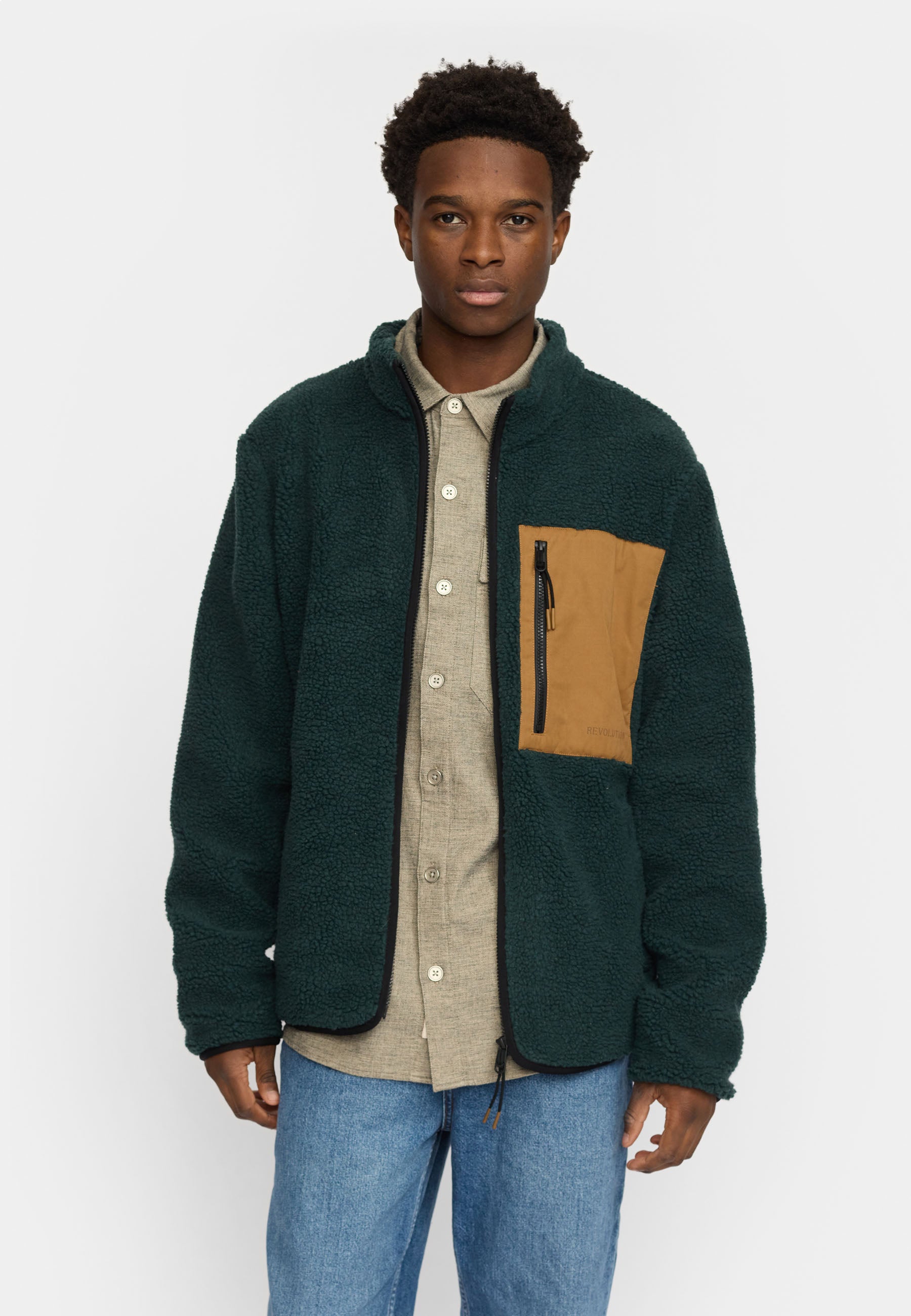 Revolution Pocket Teddy Jacket Fleece Darkgreen