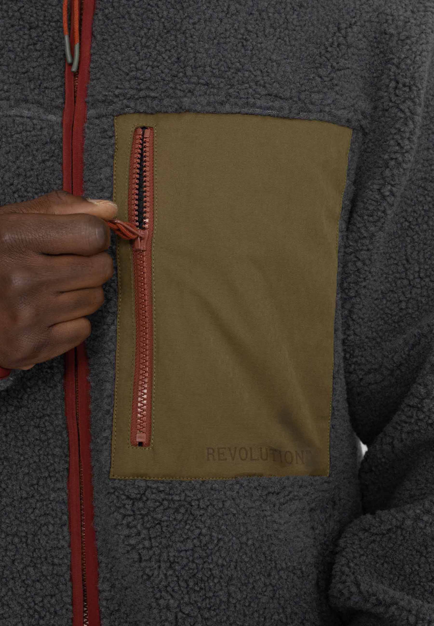 Revolution Pocket Teddy Jacket Fleece Darkgrey
