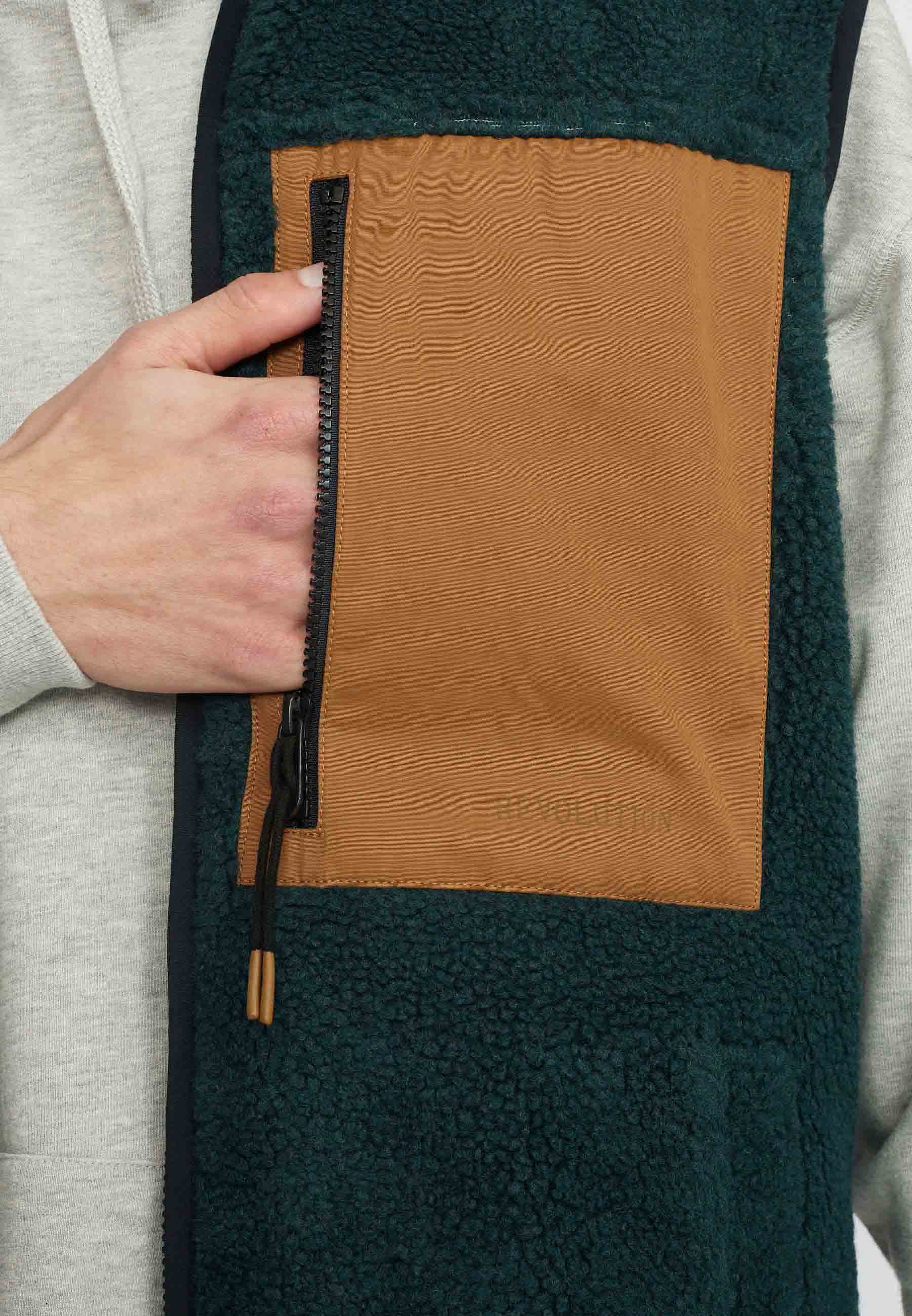 Revolution Pocket Teddy Vest Fleece Darkgreen