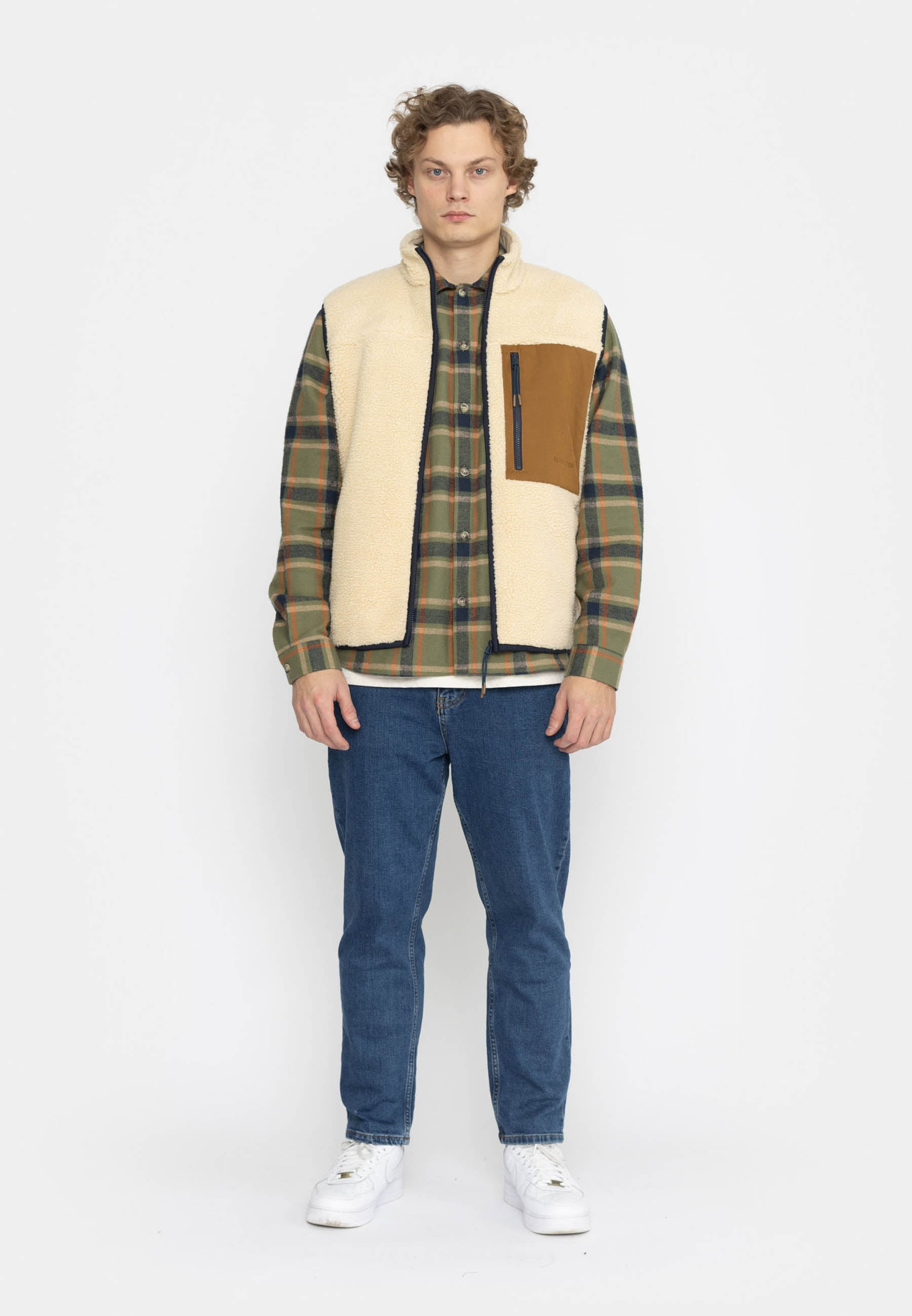 Revolution Pocket Teddy Vest Fleece Offwhite