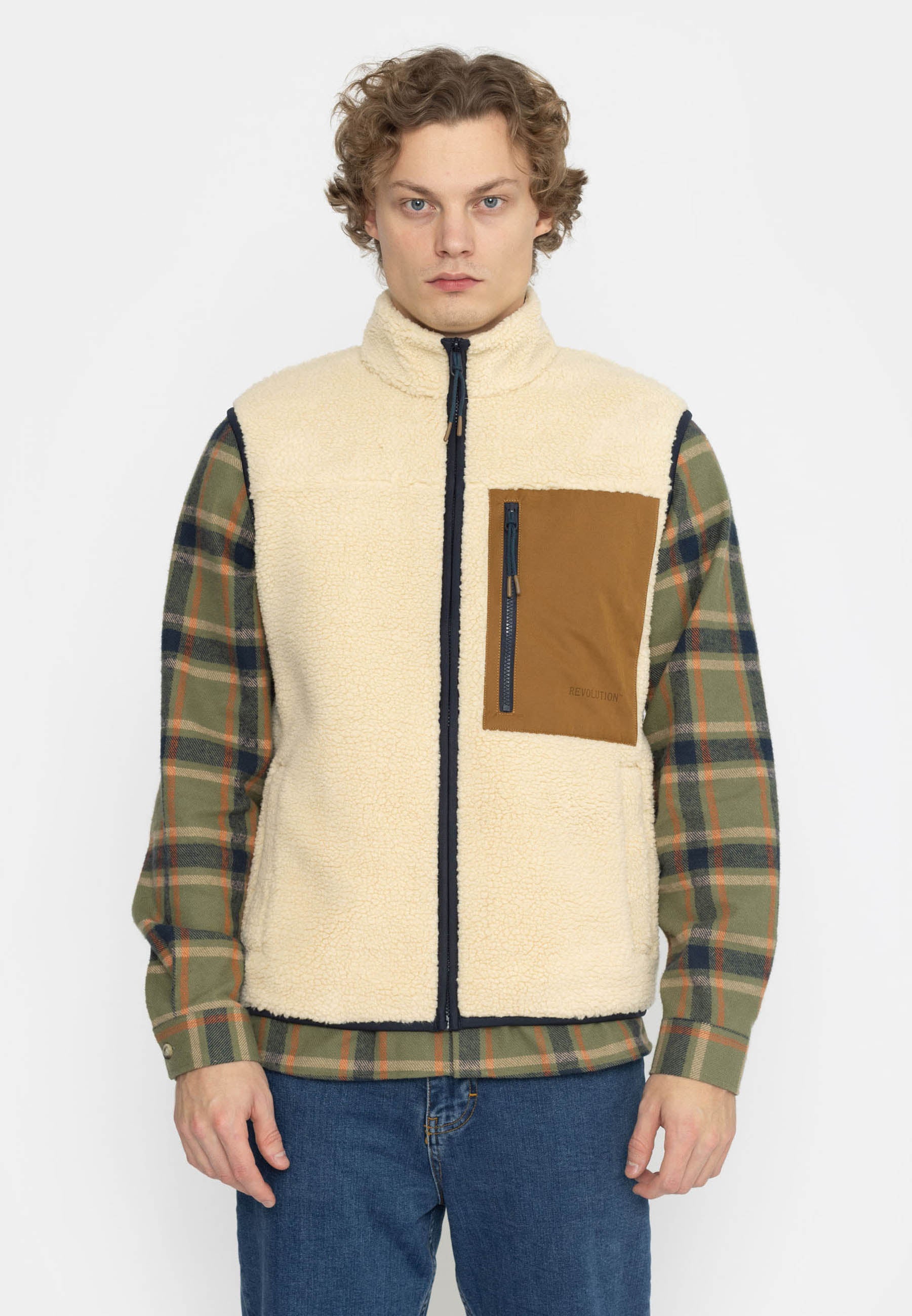 Revolution Pocket Teddy Vest Fleece Offwhite