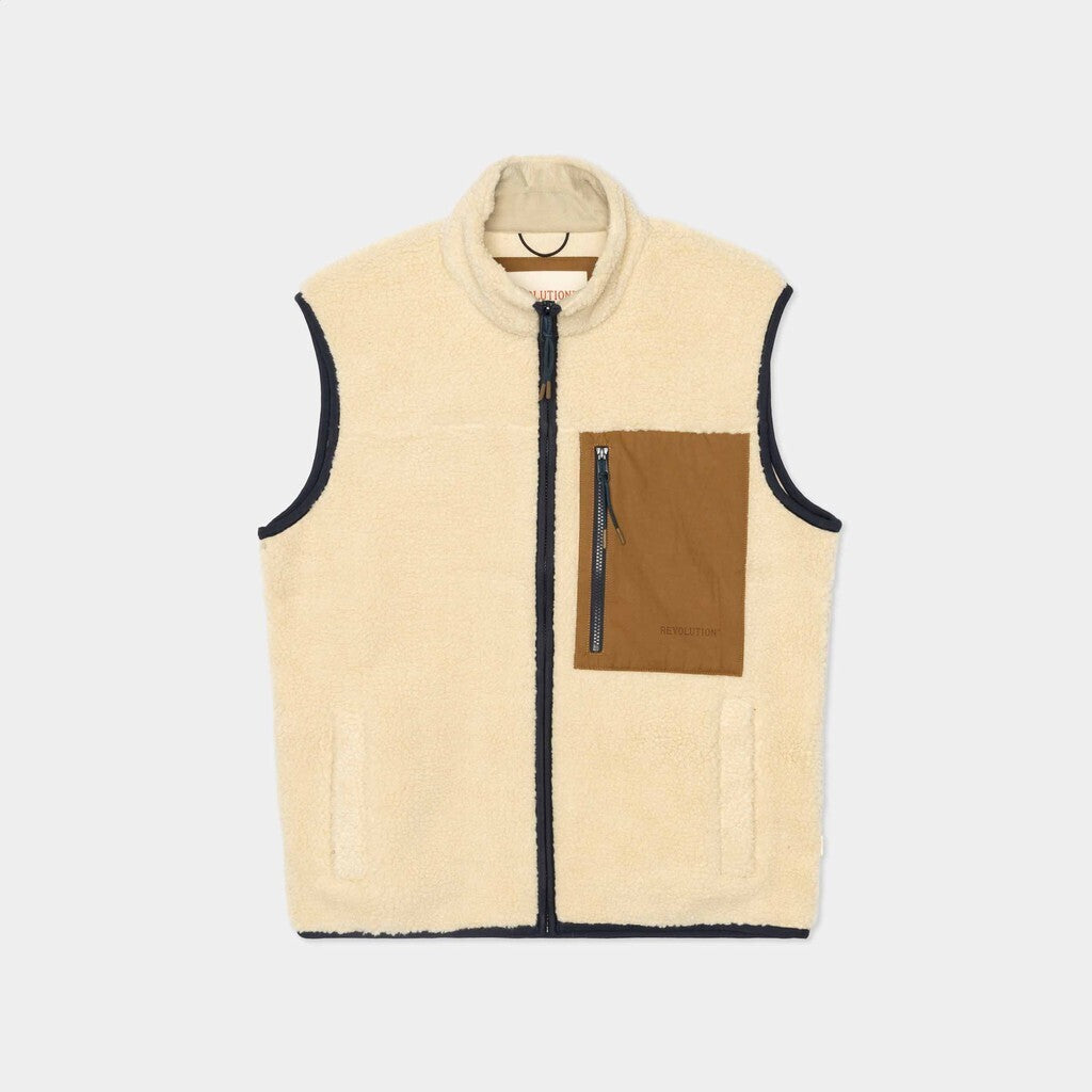 Revolution Pocket Teddy Vest Outerwear Offwhite