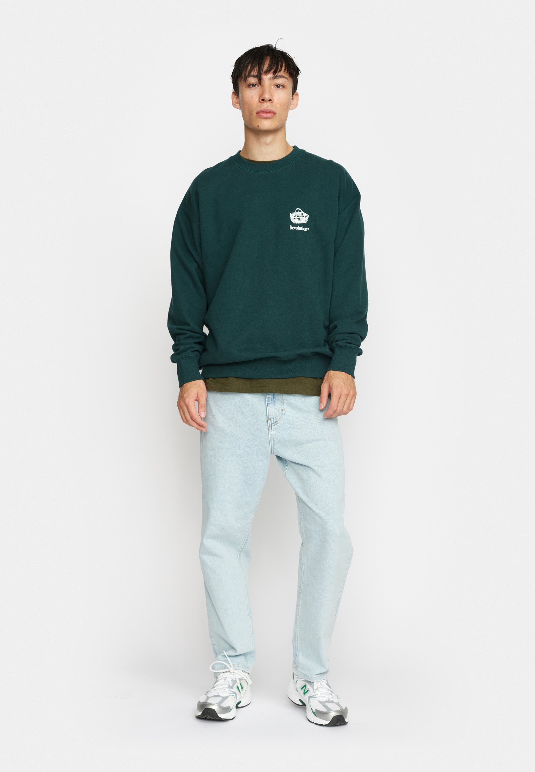 Revolution Printed Crewneck Sweatshirts Darkgreen