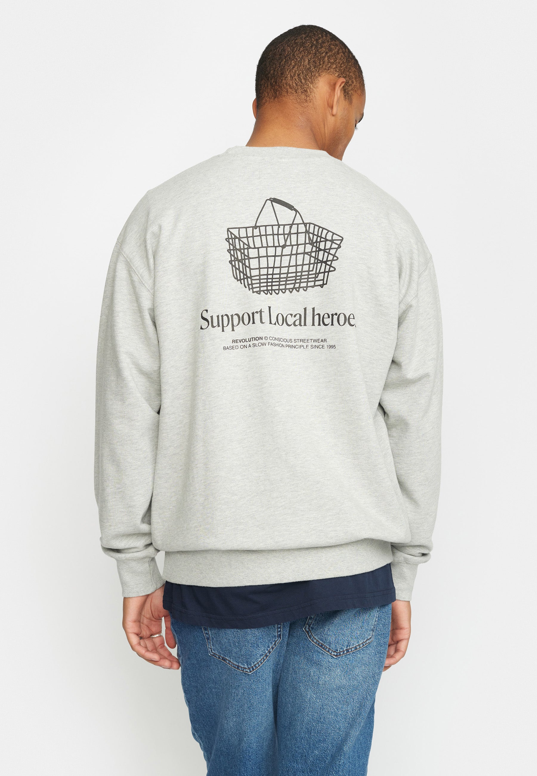 Revolution Printed Crewneck Sweatshirts Grey-melange