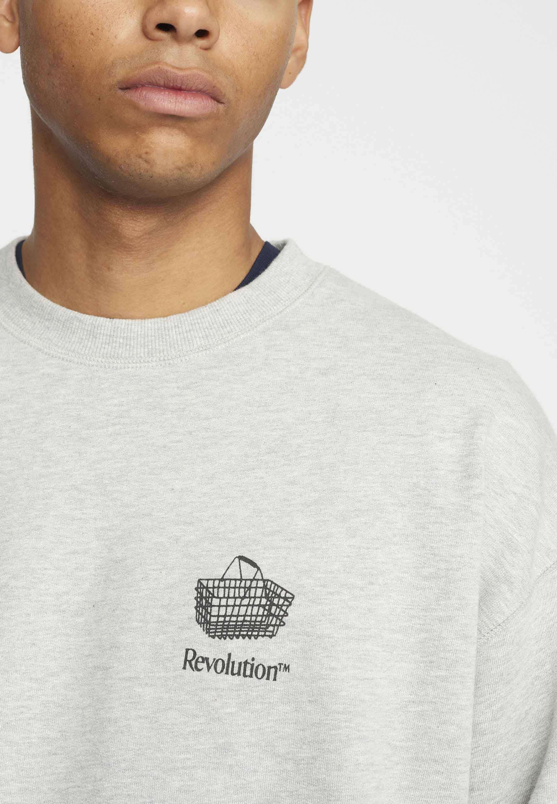 Revolution Printed Crewneck Sweatshirts Grey-melange