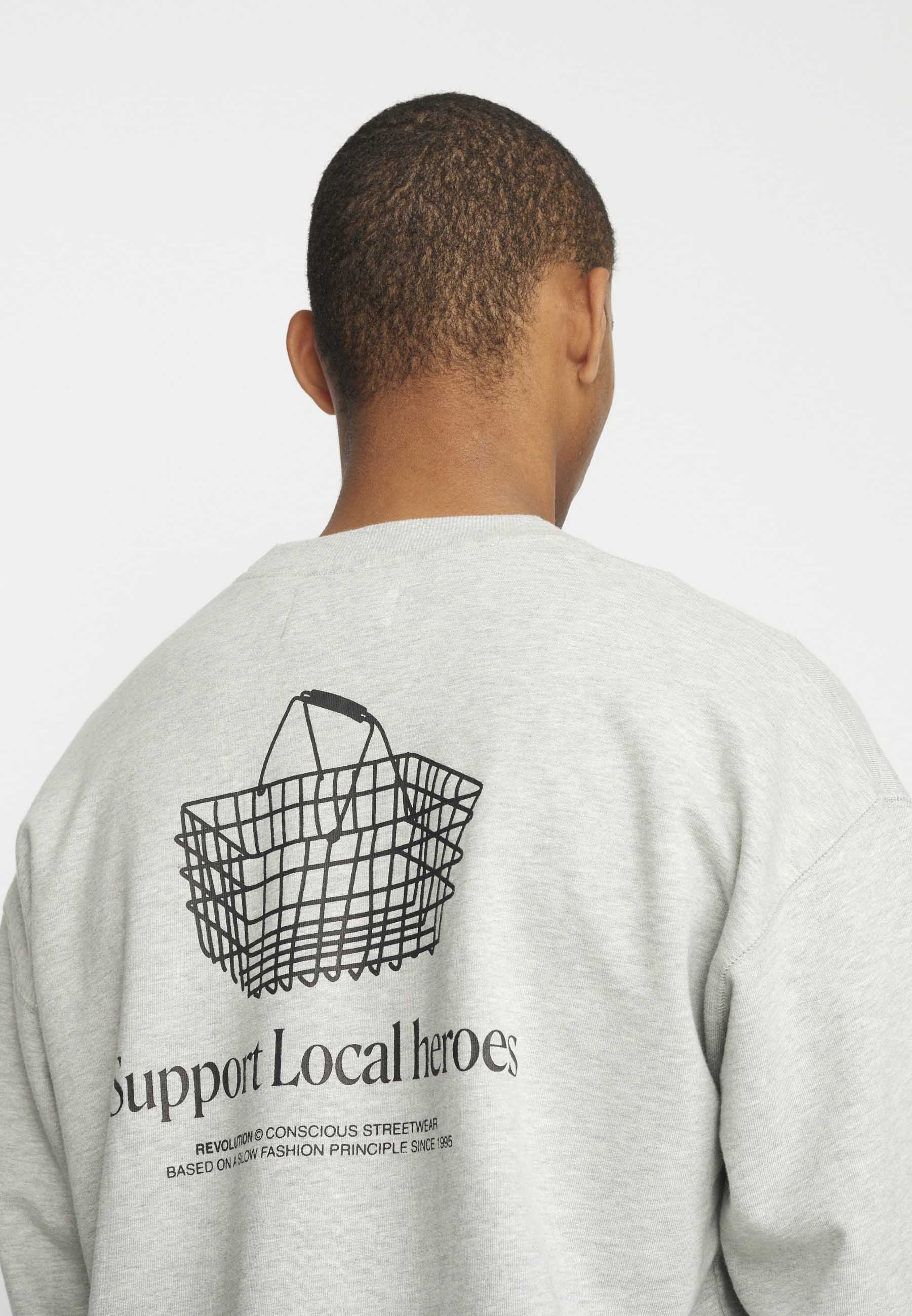 Revolution Printed Crewneck Sweatshirts Grey-melange