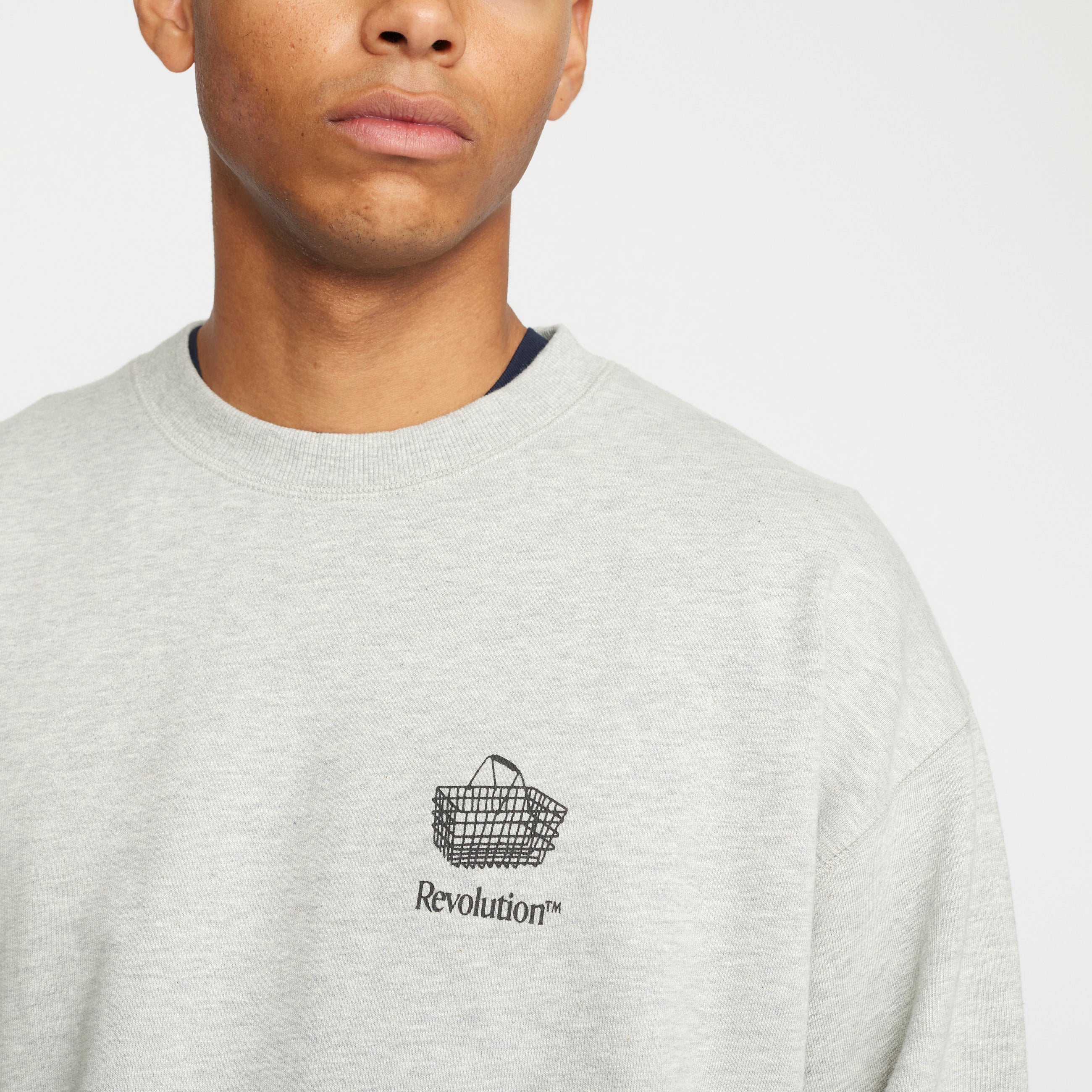 Revolution Printed Crewneck Sweatshirts Grey-melange