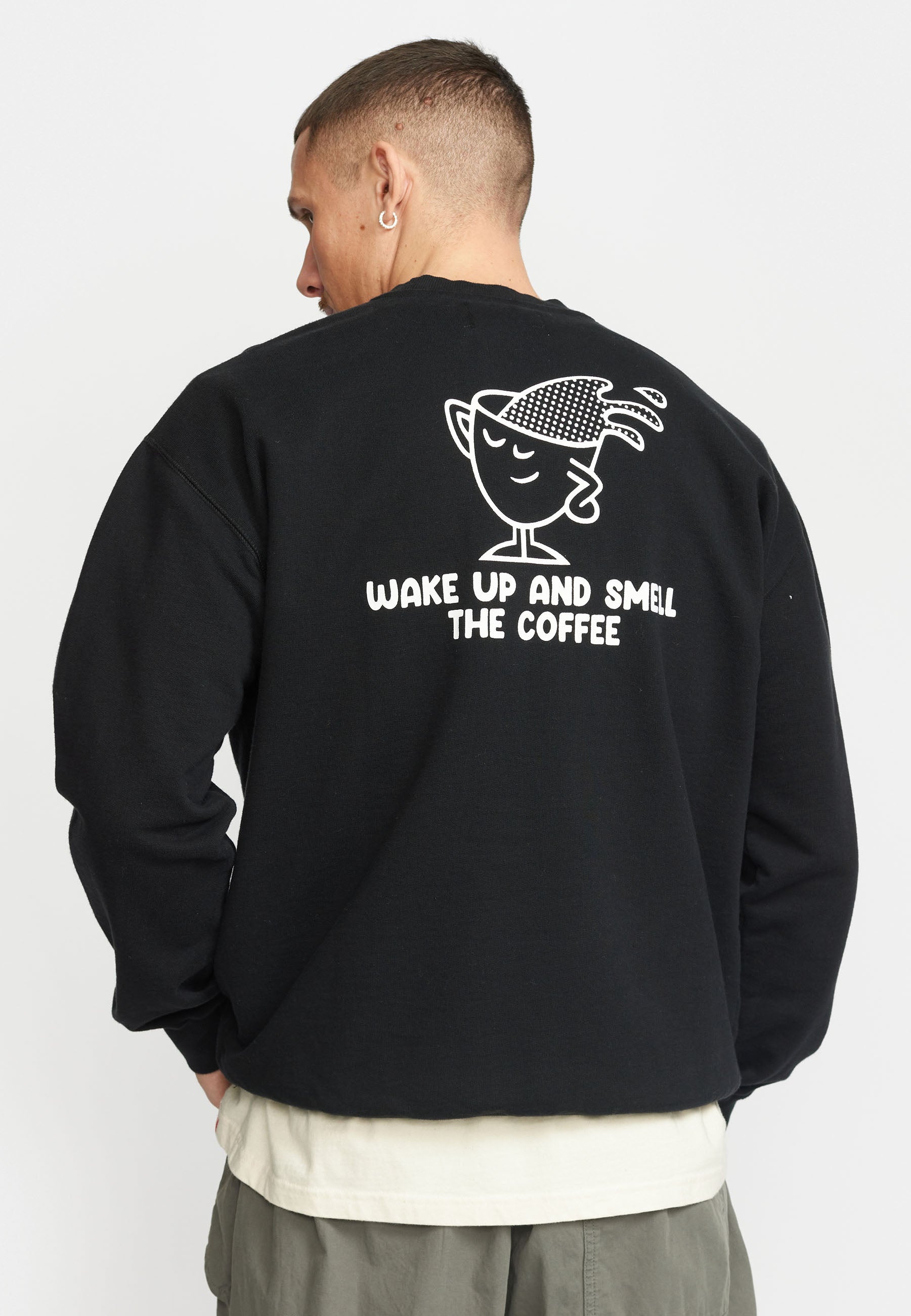 Revolution Printed Crewneck Sweatshirts Black