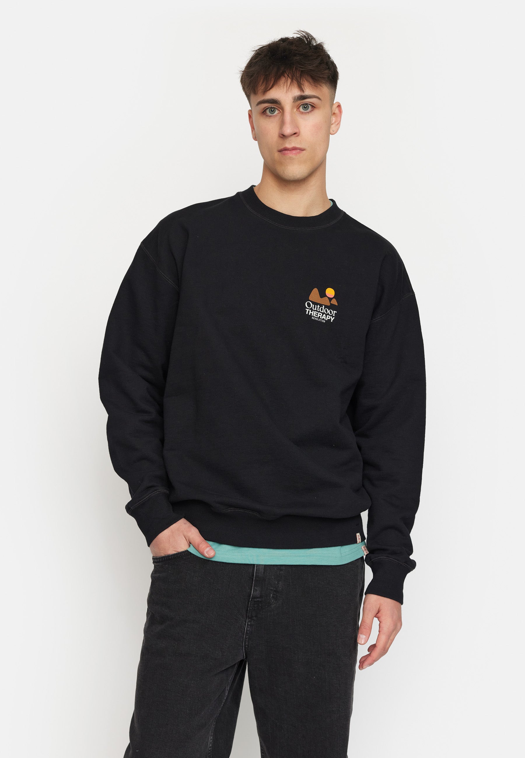 Revolution Printed Crewneck Sweatshirts Black