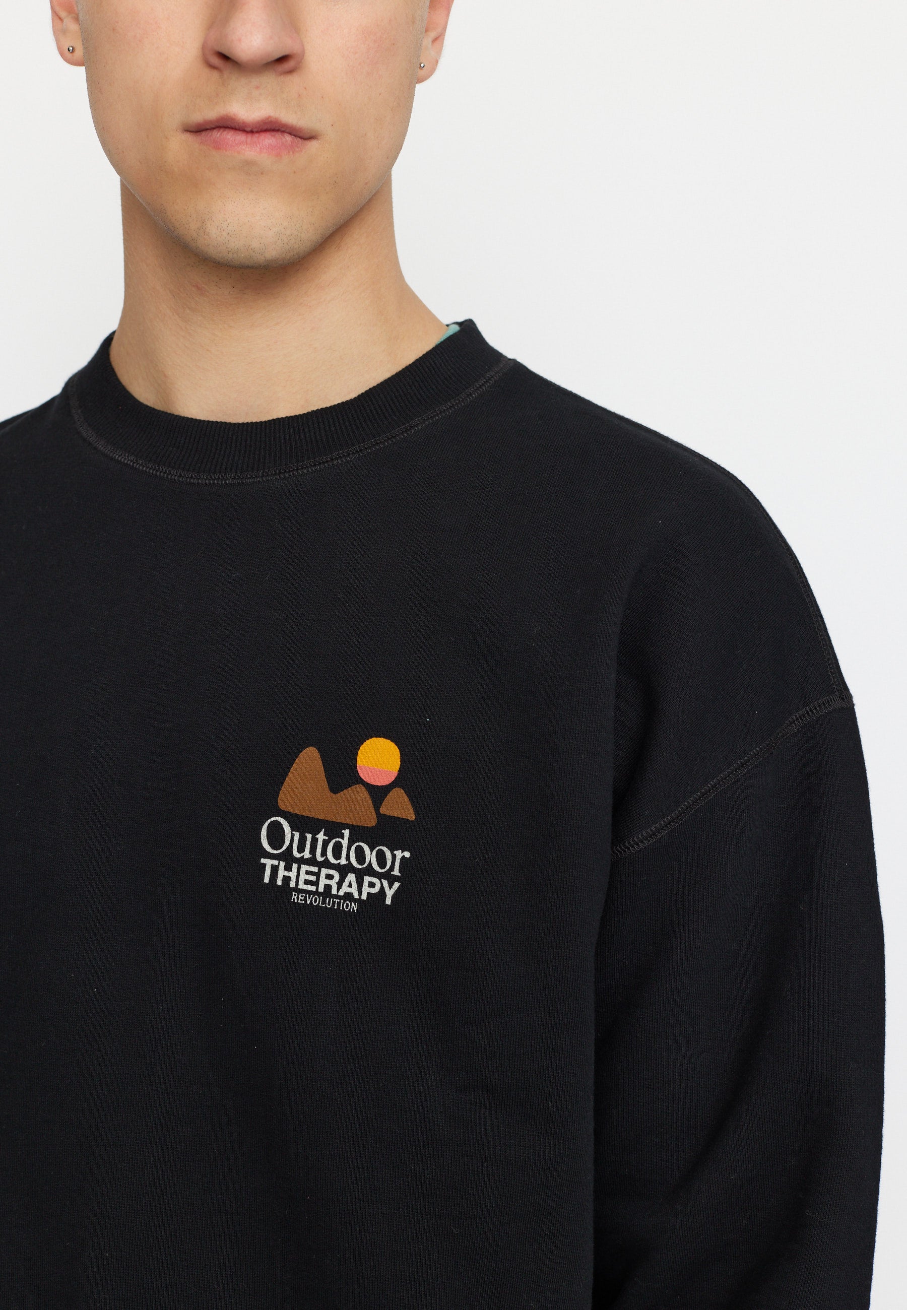 Revolution Printed Crewneck Sweatshirts Black