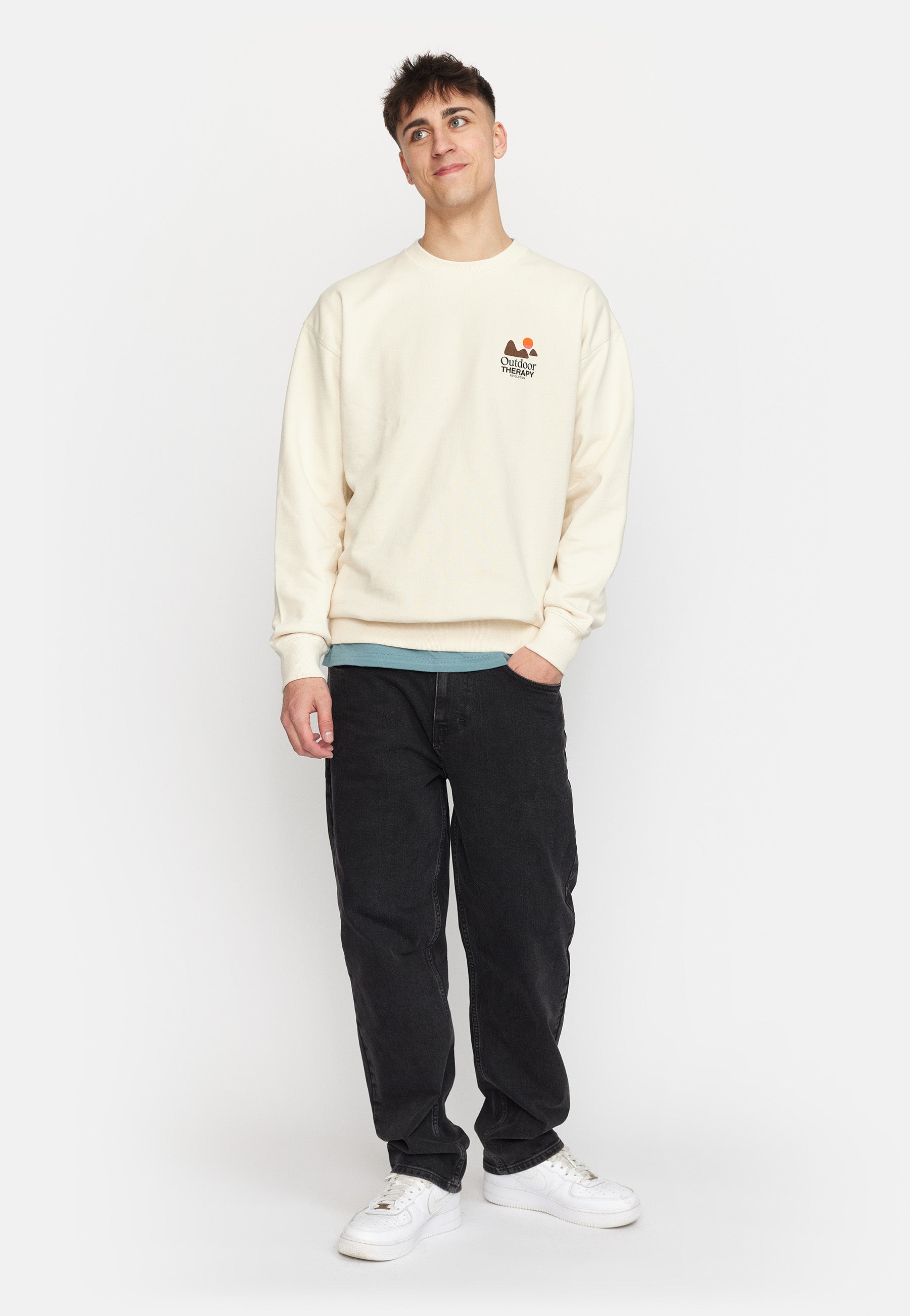 Revolution Printed Crewneck Sweatshirts Offwhite