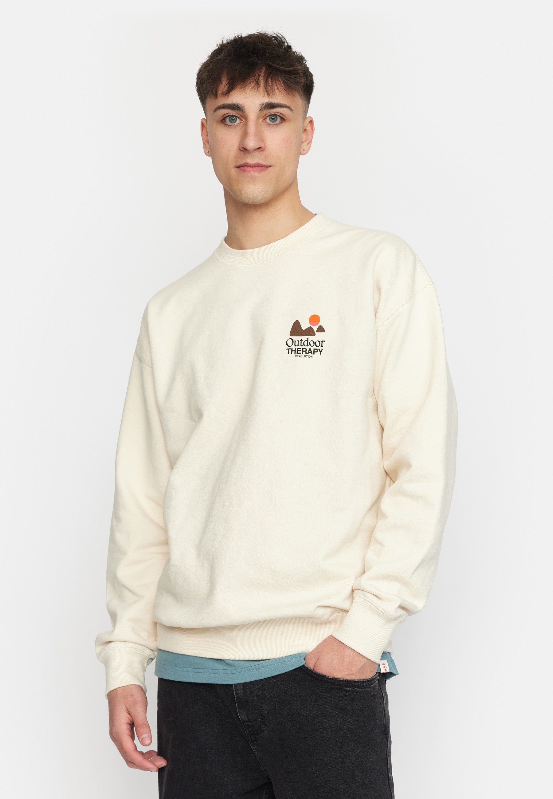 Revolution Printed Crewneck Sweatshirts Offwhite