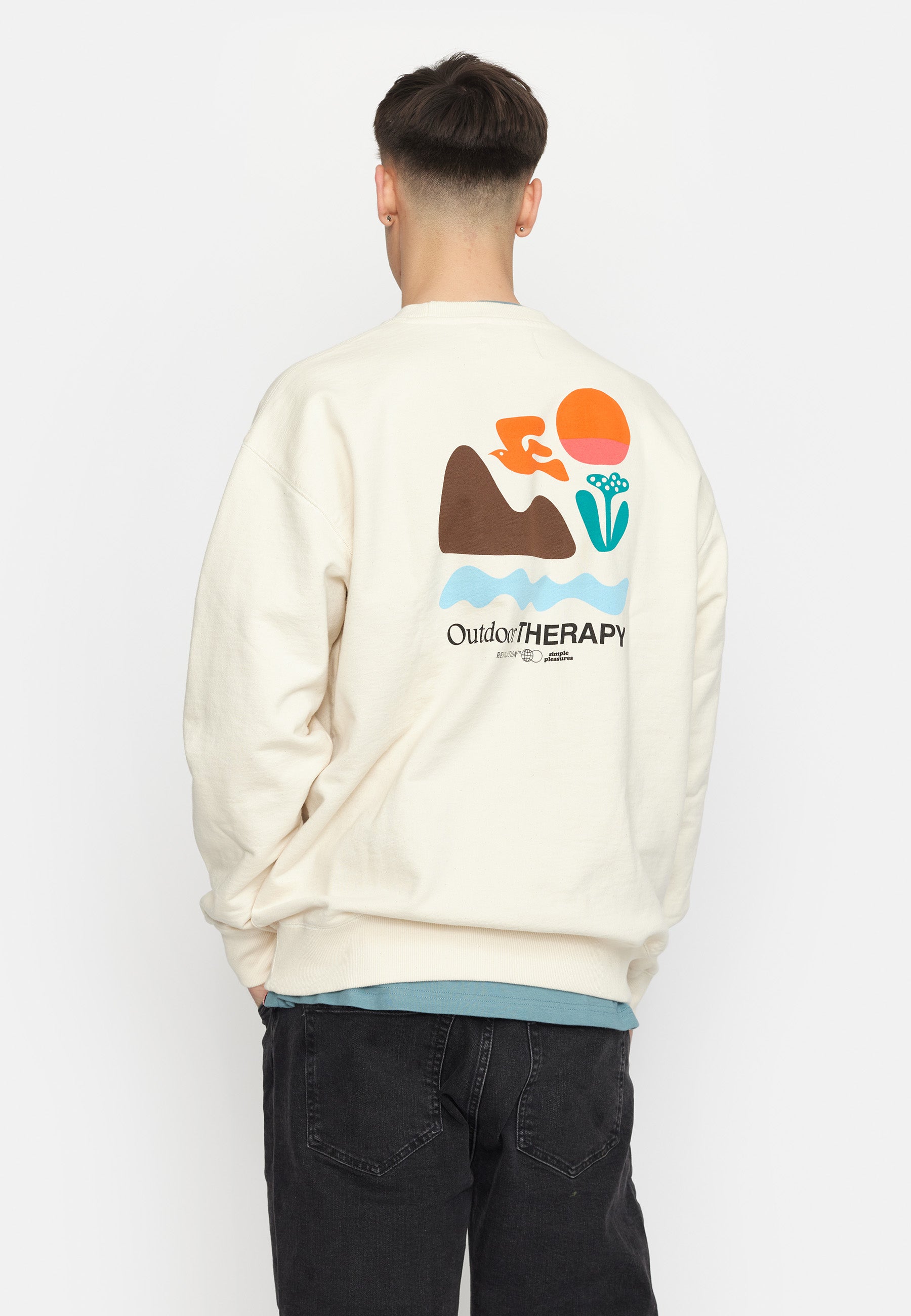 Revolution Printed Crewneck Sweatshirts Offwhite
