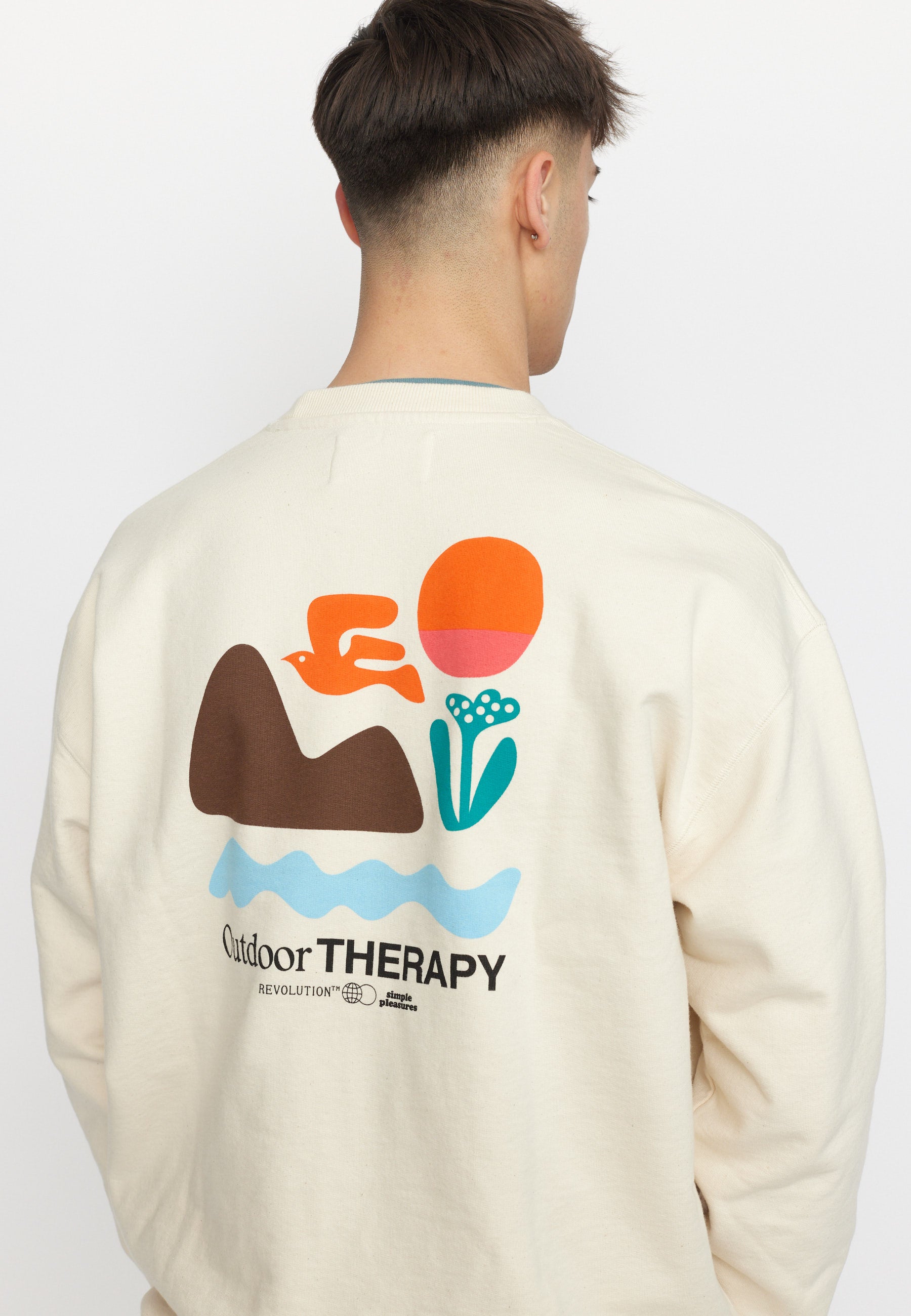 Revolution Printed Crewneck Sweatshirts Offwhite