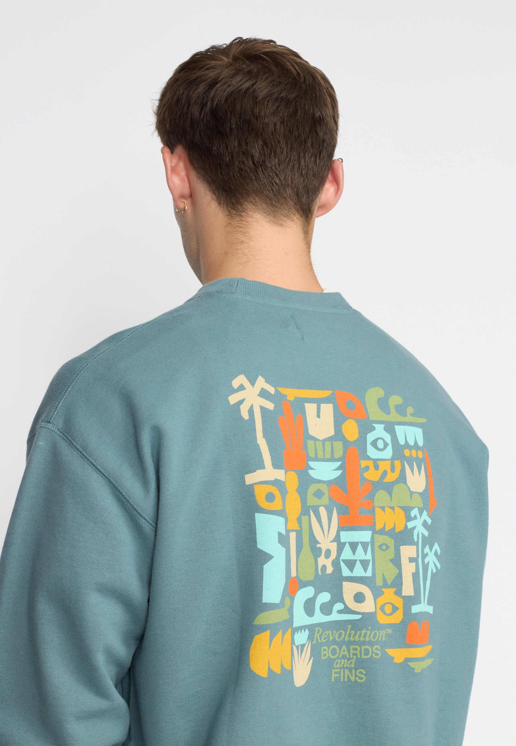 Revolution Printed Crewneck Sweatshirts Blue