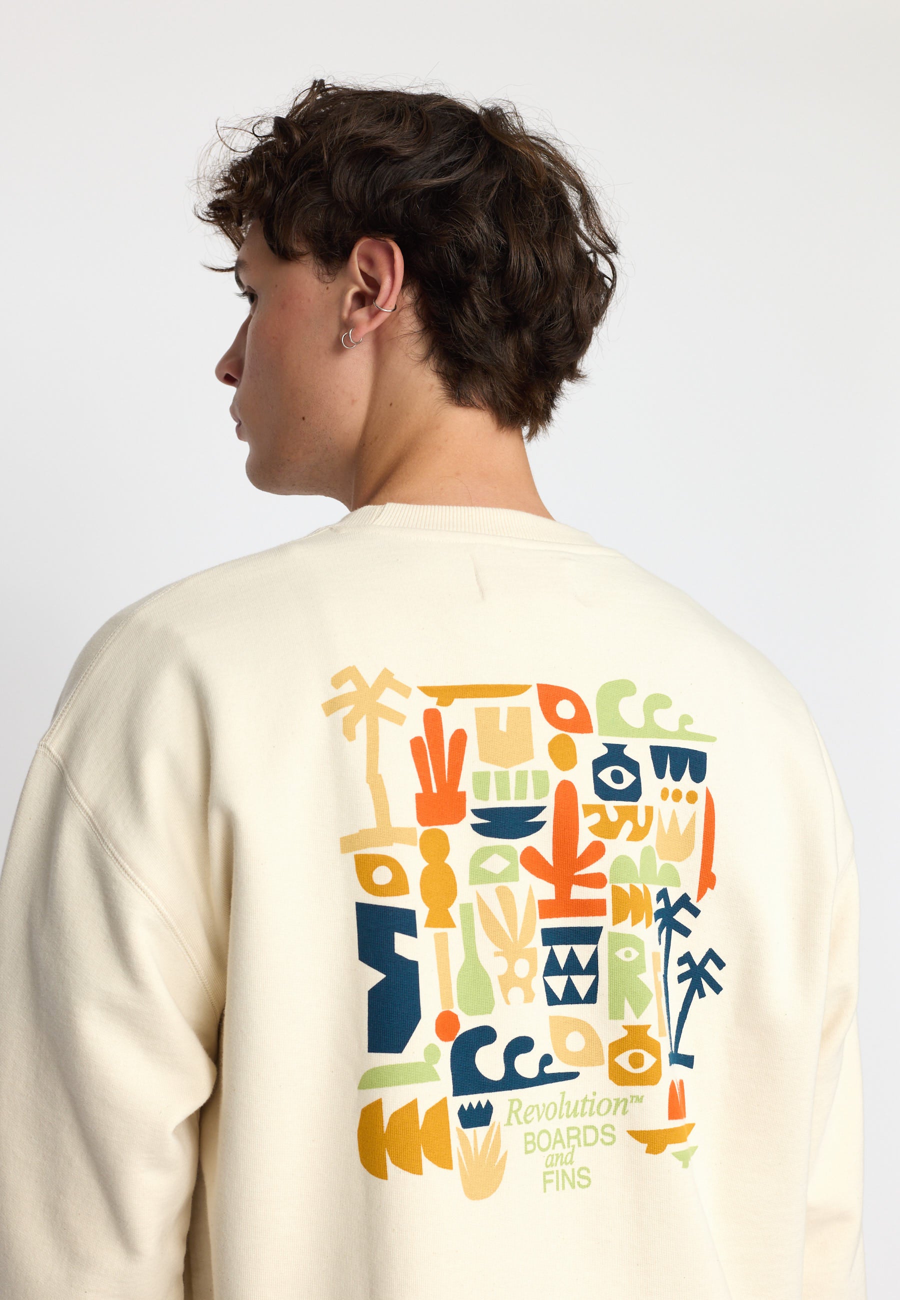 Revolution Printed Crewneck Sweatshirts Offwhite
