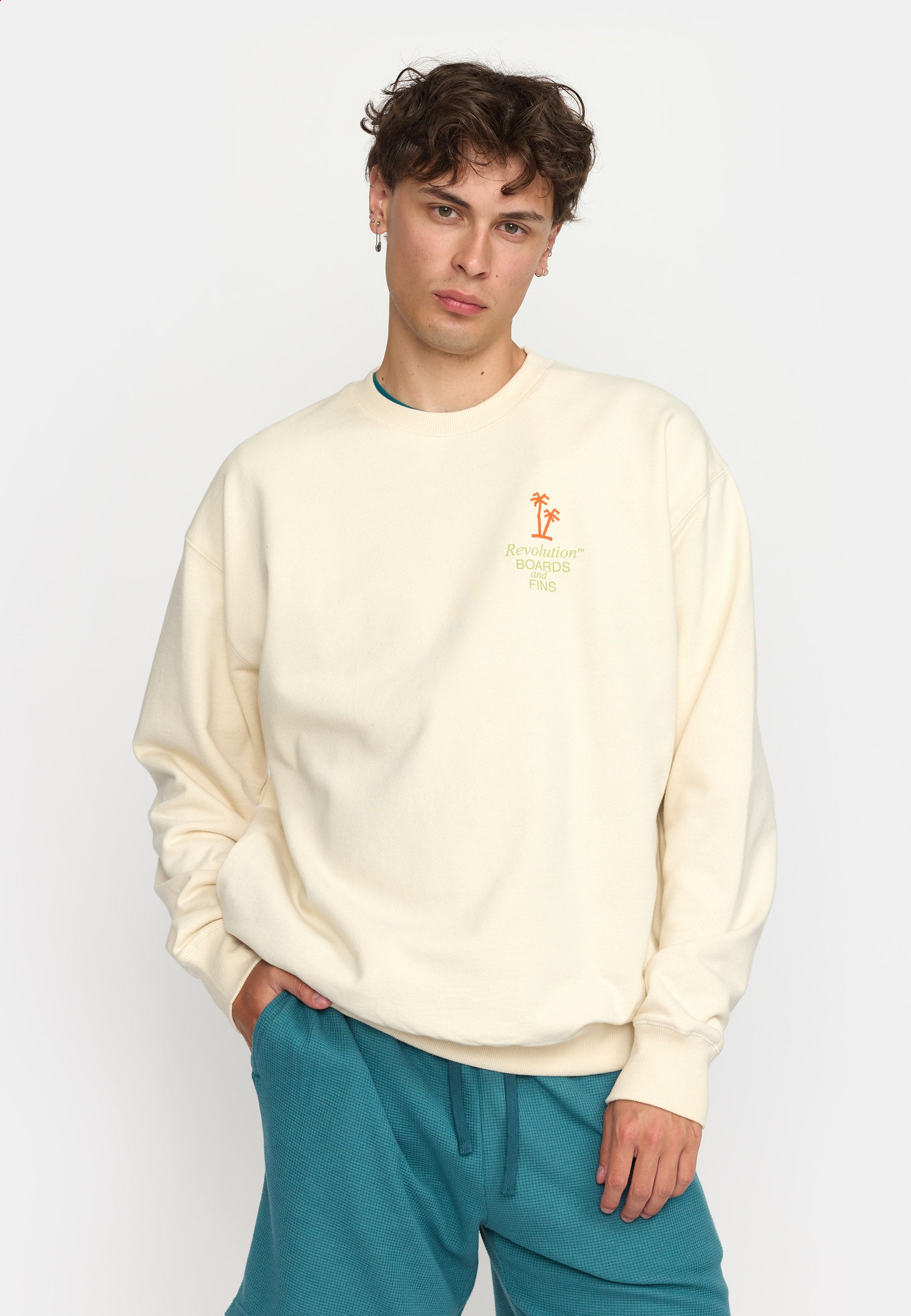 Revolution Printed Crewneck Sweatshirts Offwhite