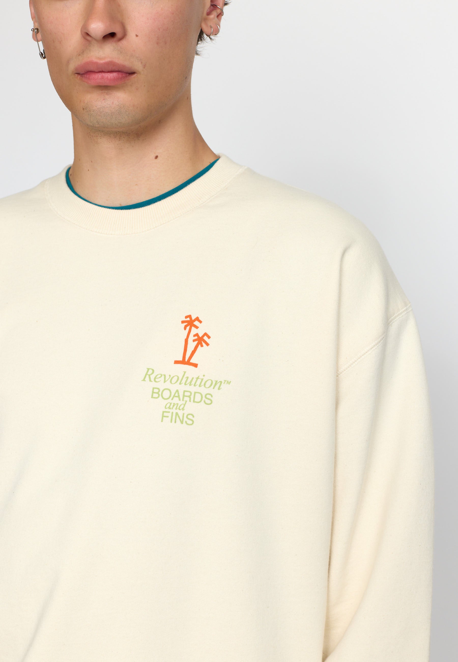 Revolution Printed Crewneck Sweatshirts Offwhite