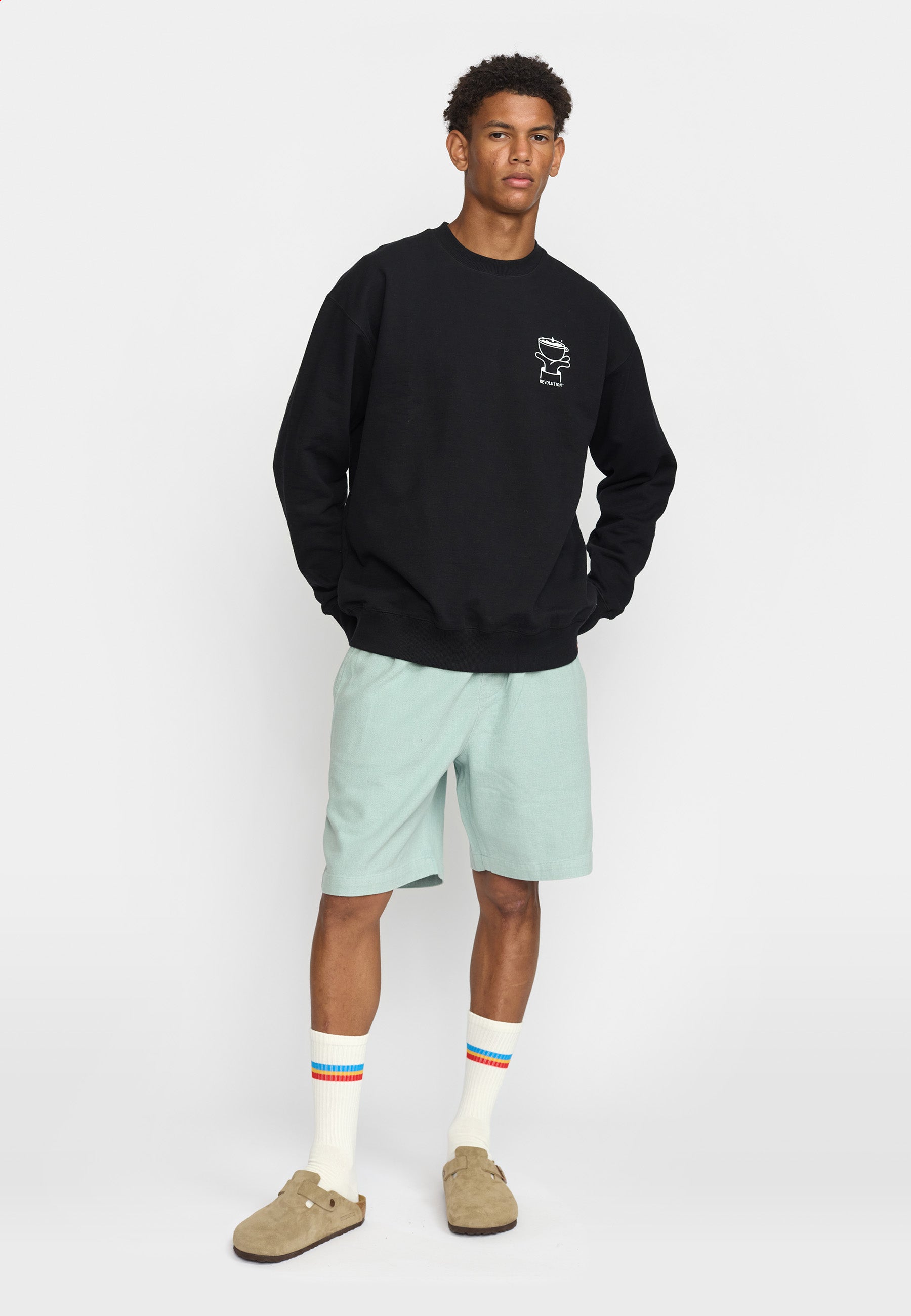 Revolution Printed Crewneck Sweatshirts Black