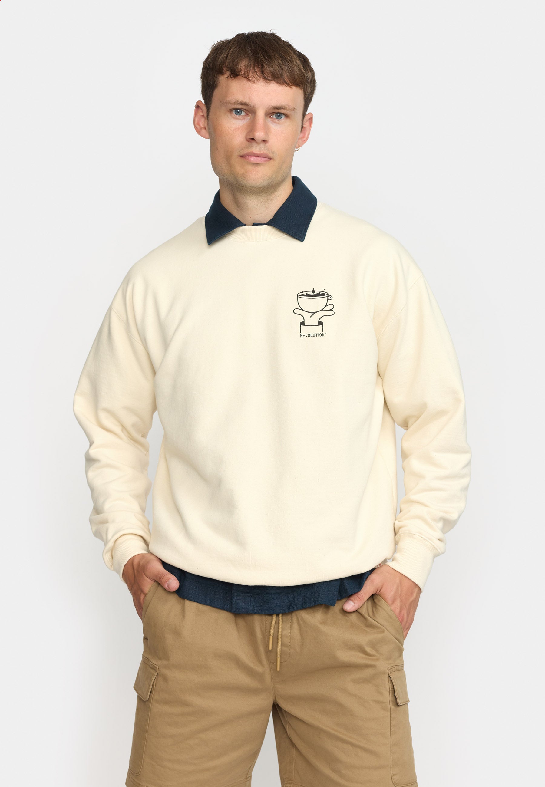 Revolution Printed Crewneck Sweatshirts Offwhite