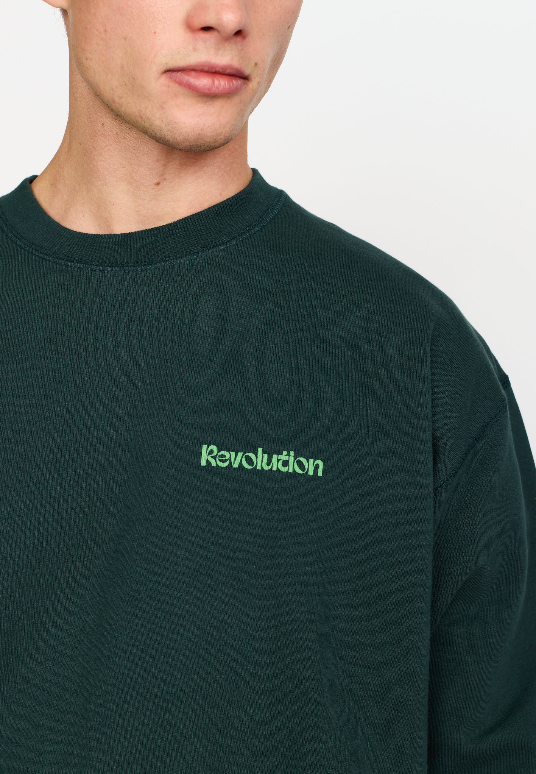Revolution Printed Crewneck Sweatshirts Darkgreen