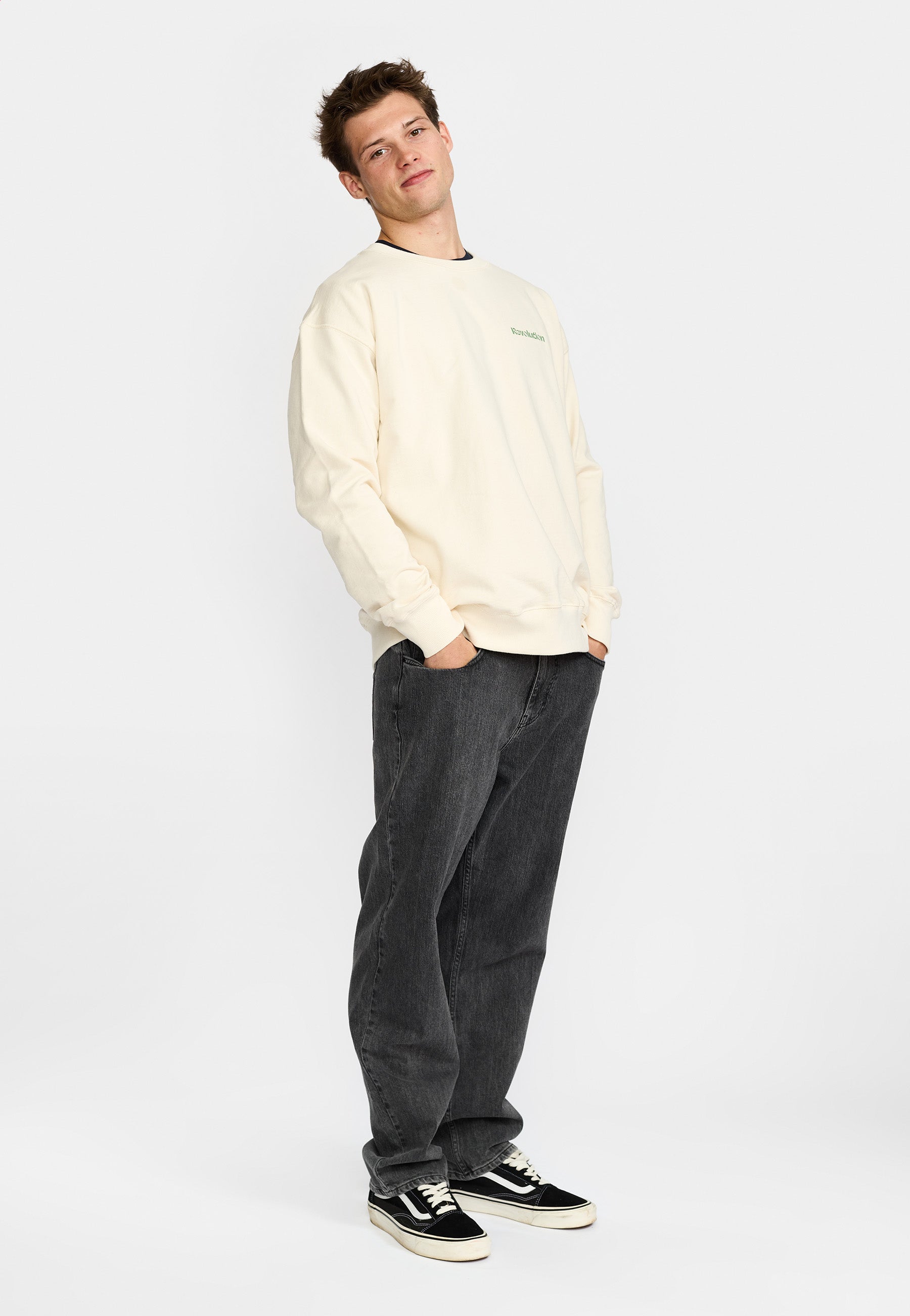 Revolution Printed Crewneck Sweatshirts Offwhite