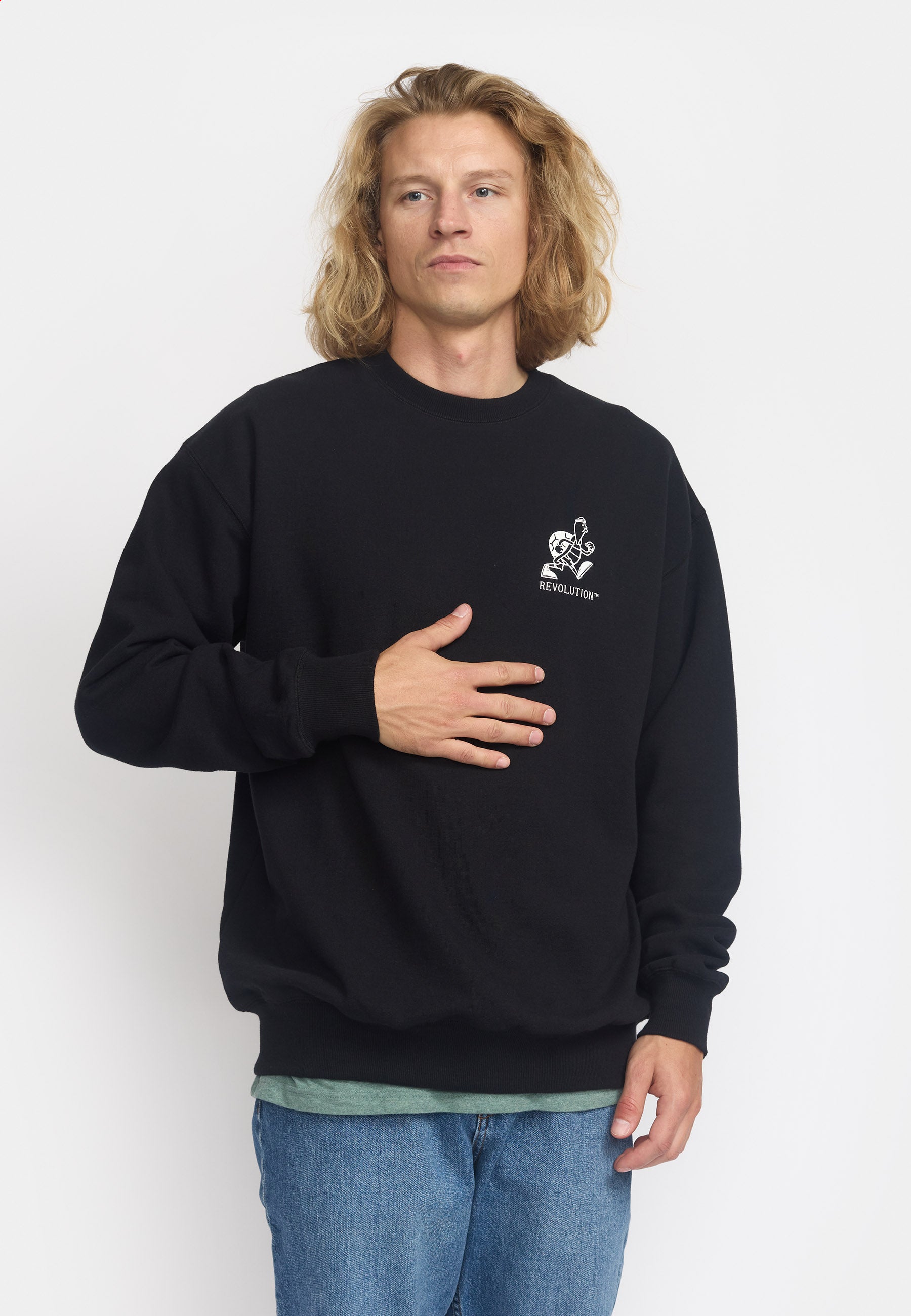 Revolution Printed Crewneck Sweatshirts Black