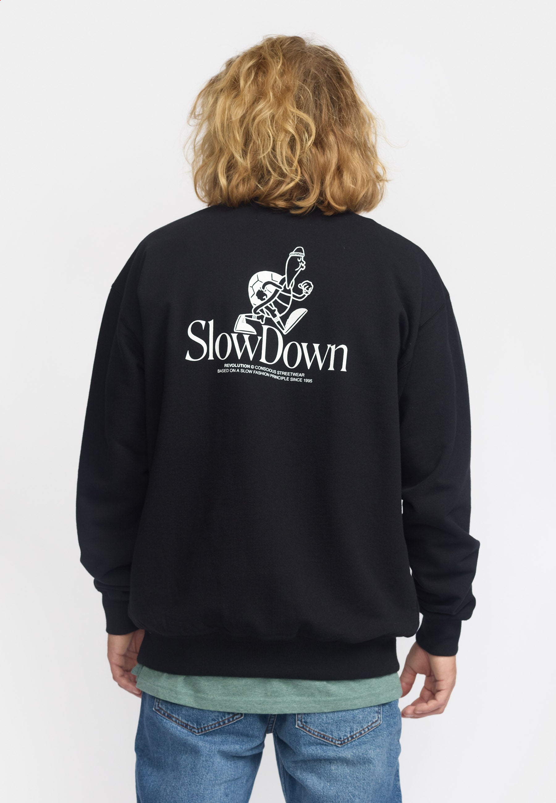 Revolution Printed Crewneck Sweatshirts Black