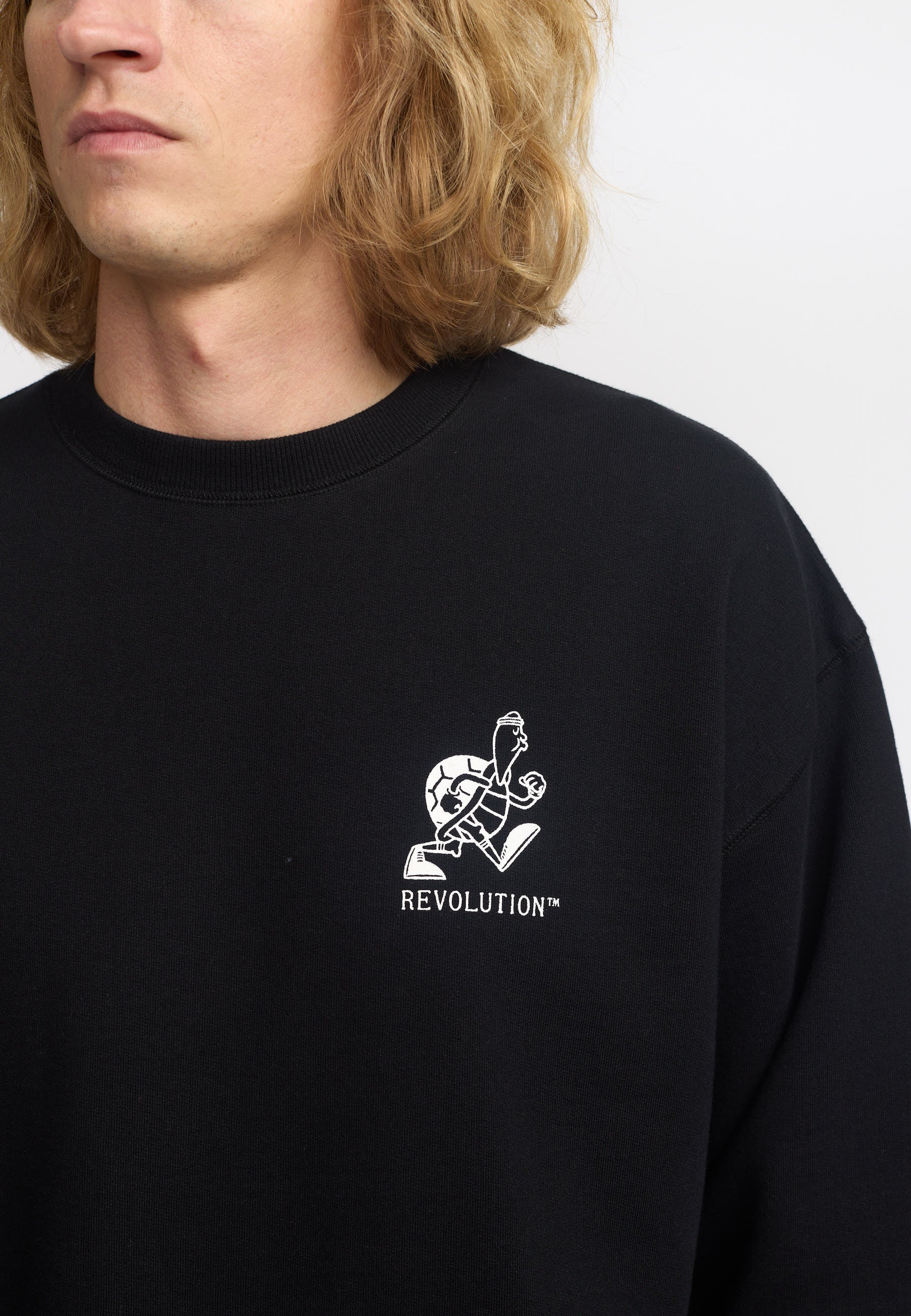 Revolution Printed Crewneck Sweatshirts Black