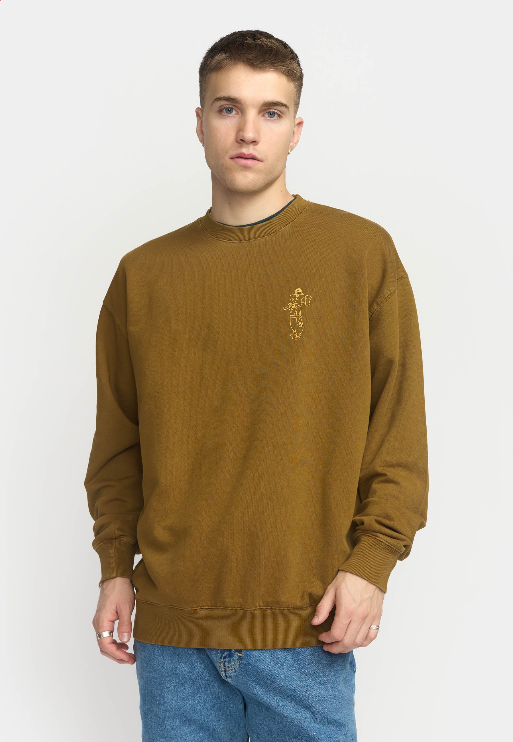 Revolution Printed Crewneck Sweatshirts Dustbrown