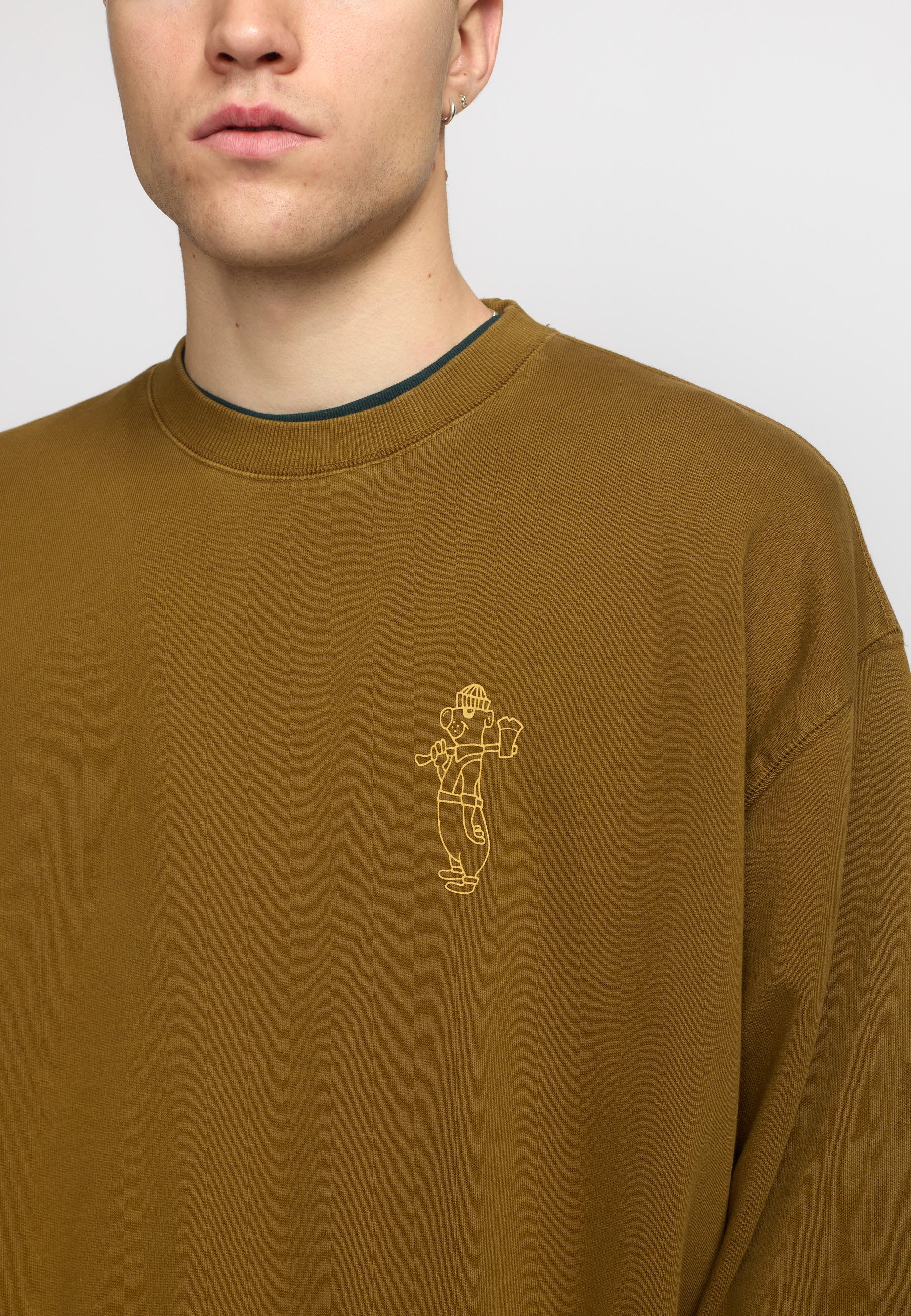 Revolution Printed Crewneck Sweatshirts Dustbrown