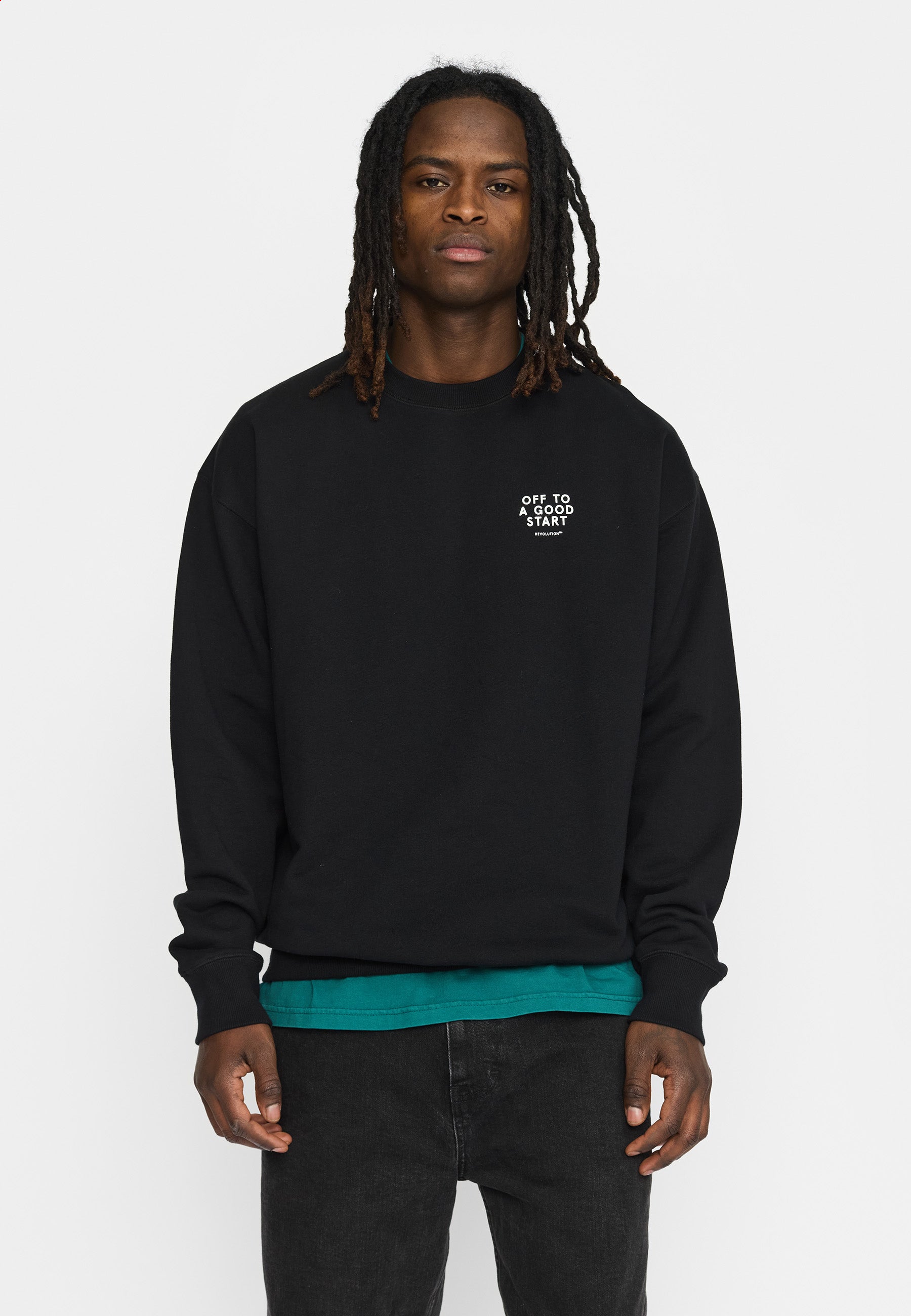 Revolution Printed Crewneck Sweatshirts Black