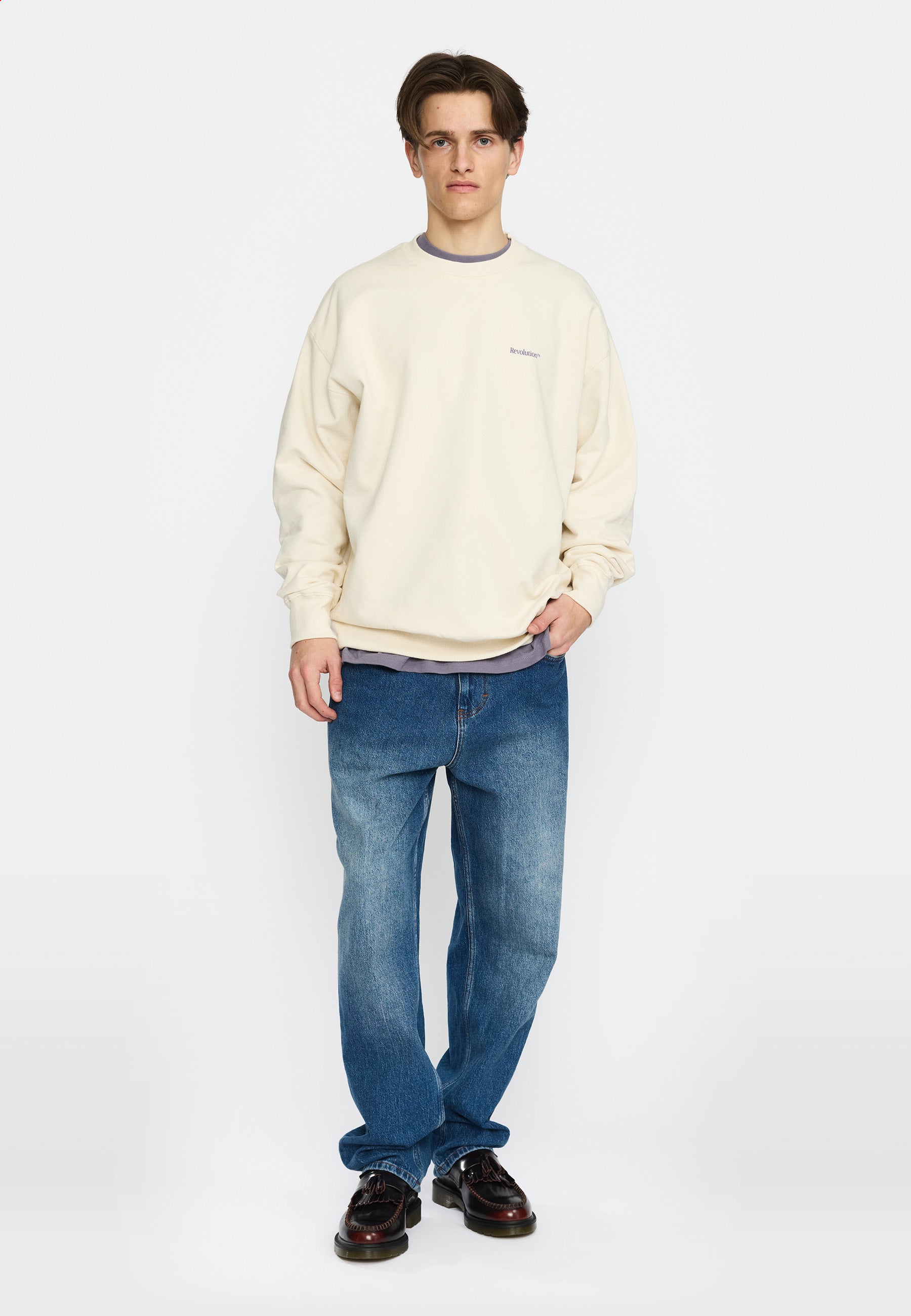 Revolution Printed Crewneck Sweatshirts Offwhite
