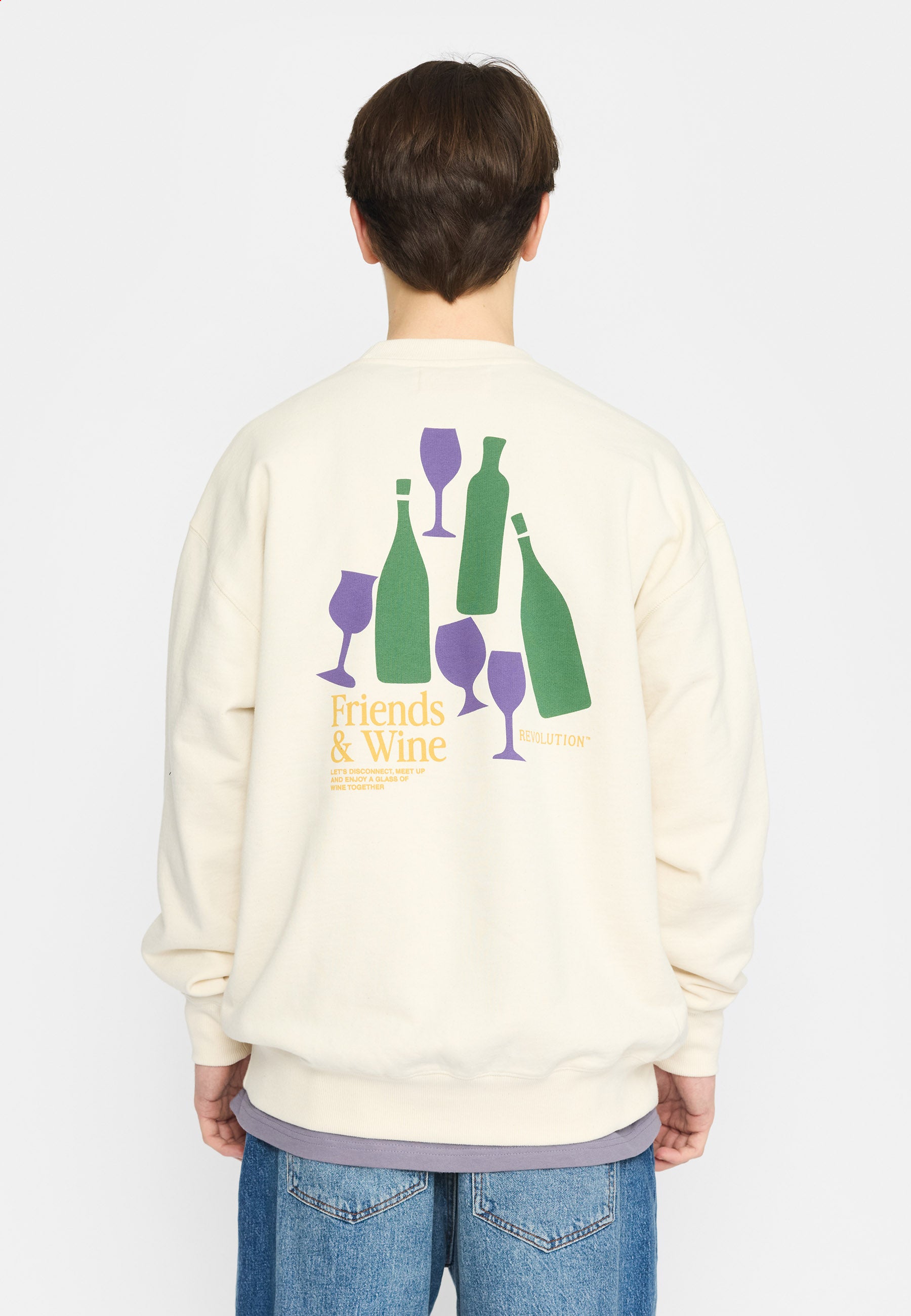 Revolution Printed Crewneck Sweatshirts Offwhite