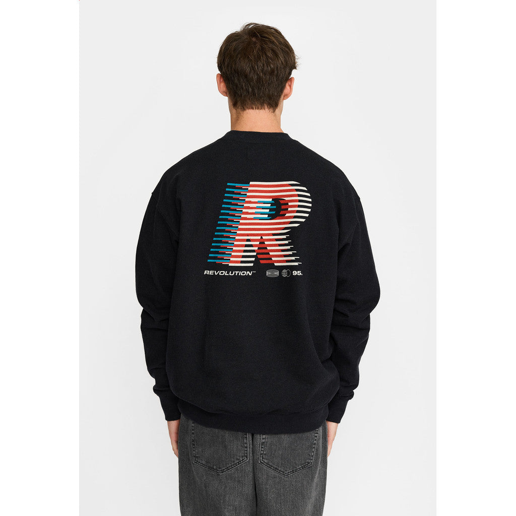 Revolution Printed Crewneck Sweatshirts Black-melange