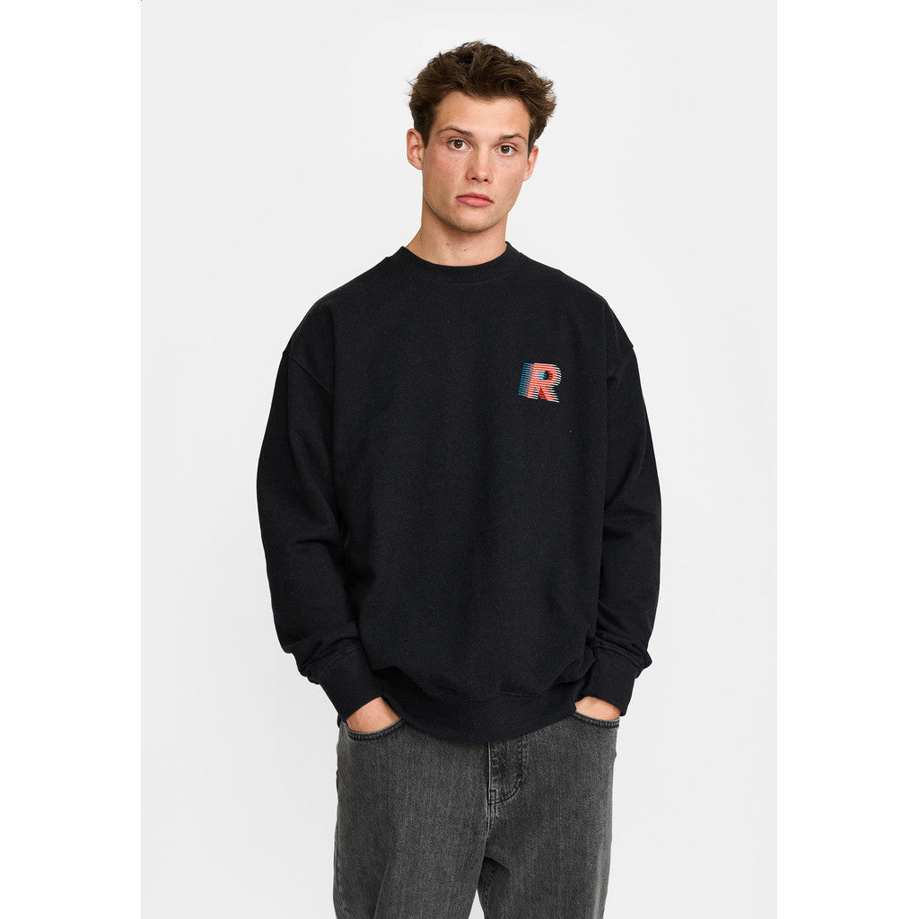Revolution Printed Crewneck Sweatshirts Black-melange