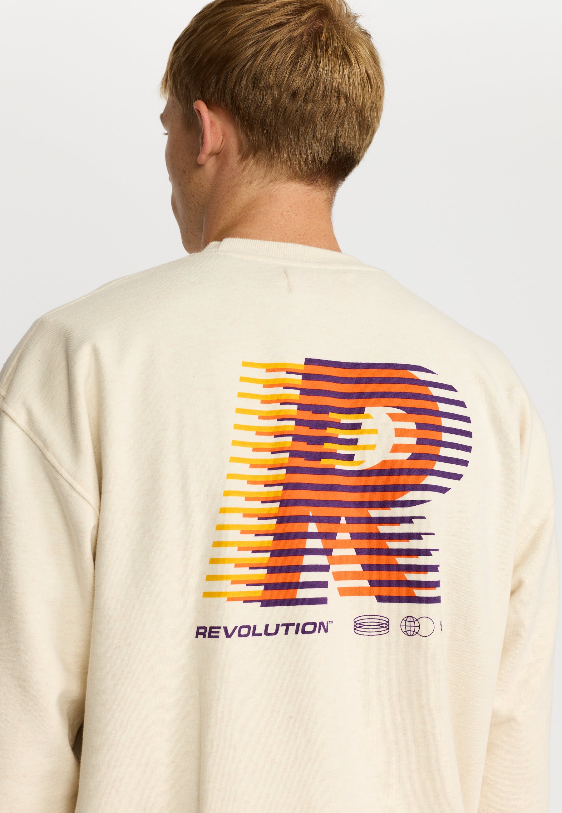 Revolution Printed Crewneck Sweatshirts Offwhite-melange