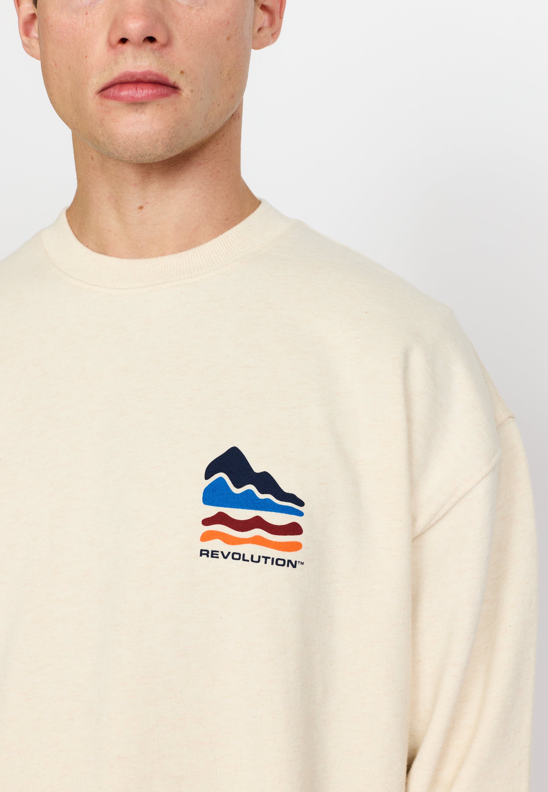 Revolution Printed Crewneck Sweatshirts Offwhite-melange