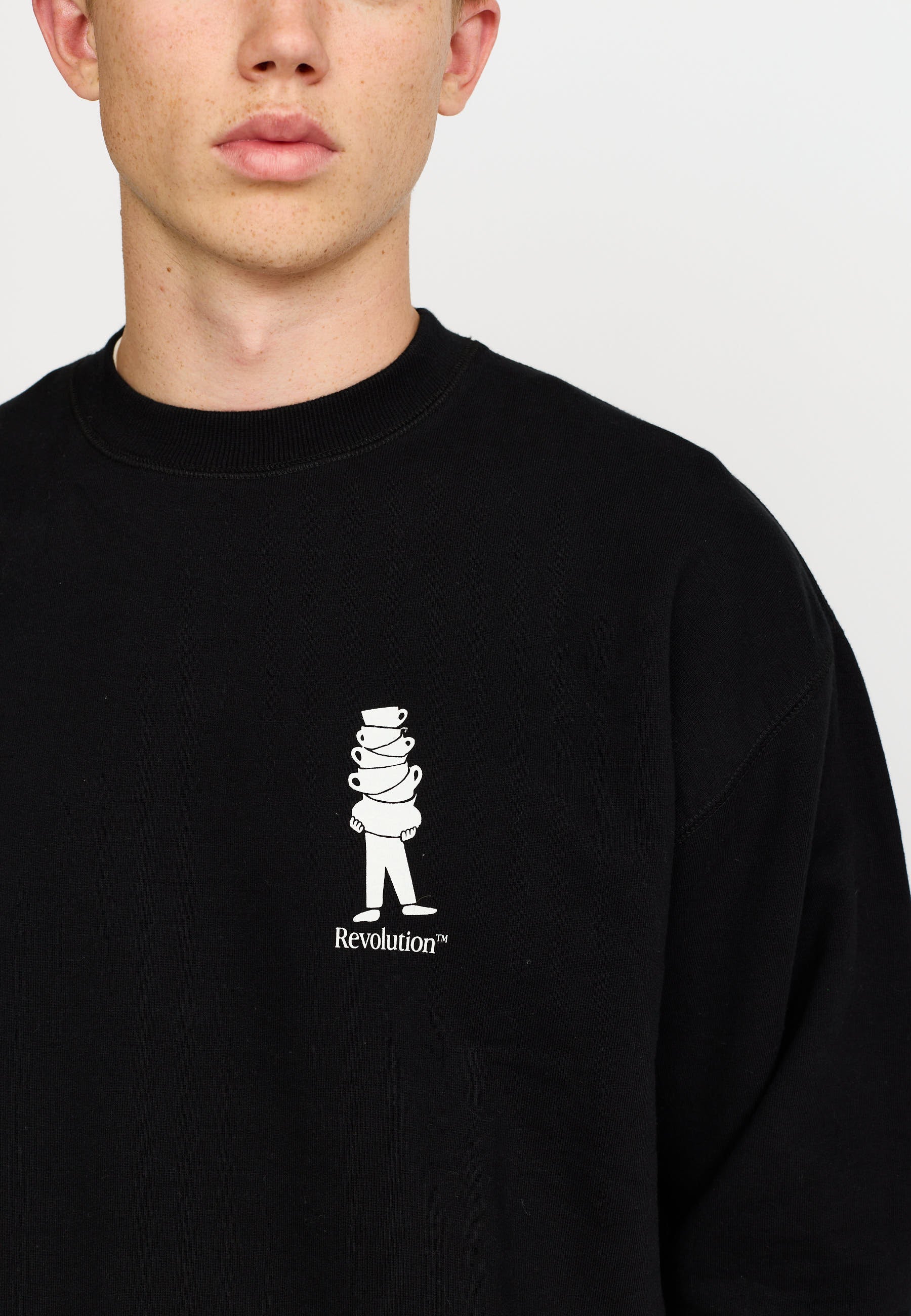 Revolution Printed Crewneck Sweatshirts Black