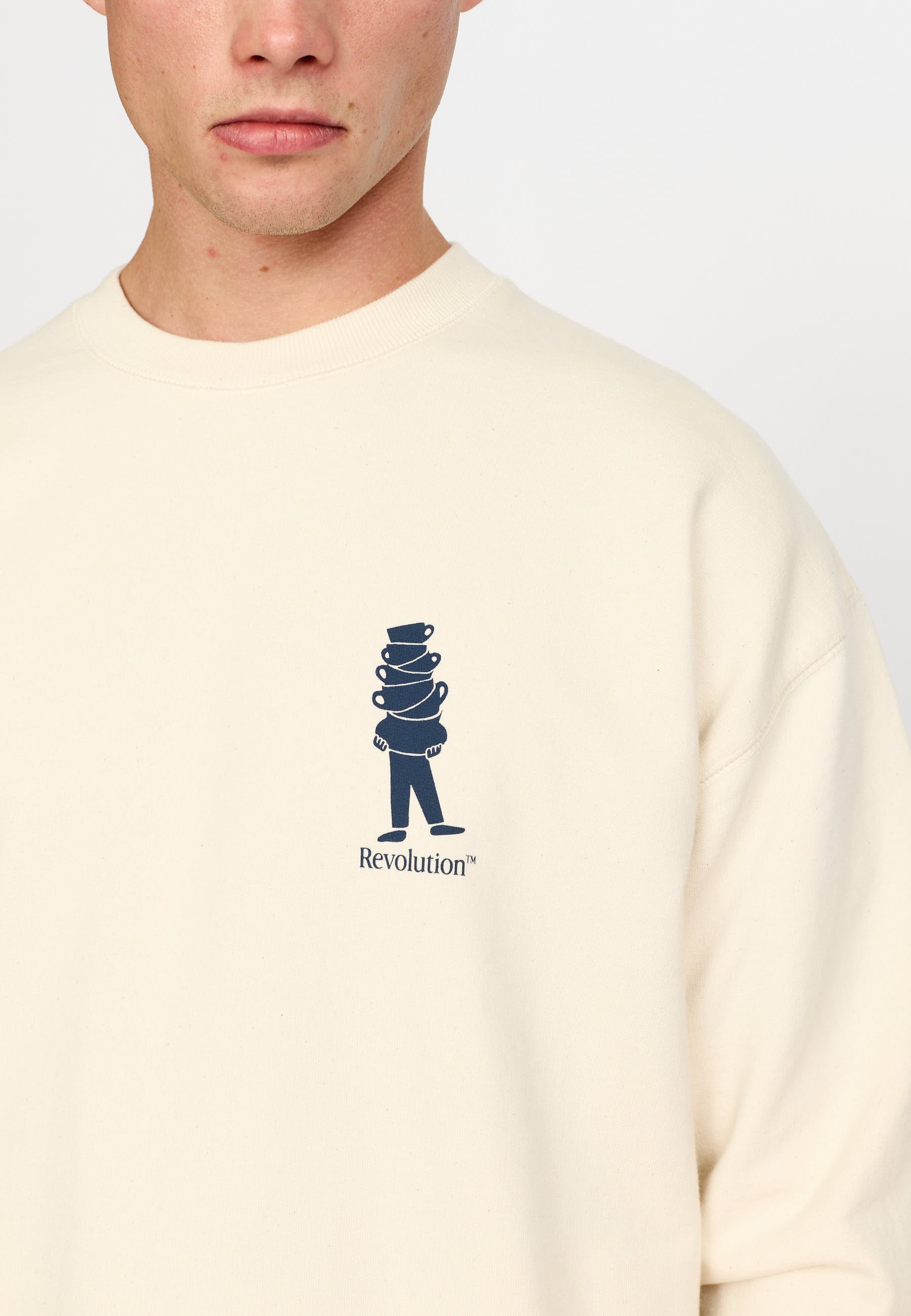 Revolution Printed Crewneck Sweatshirts Offwhite